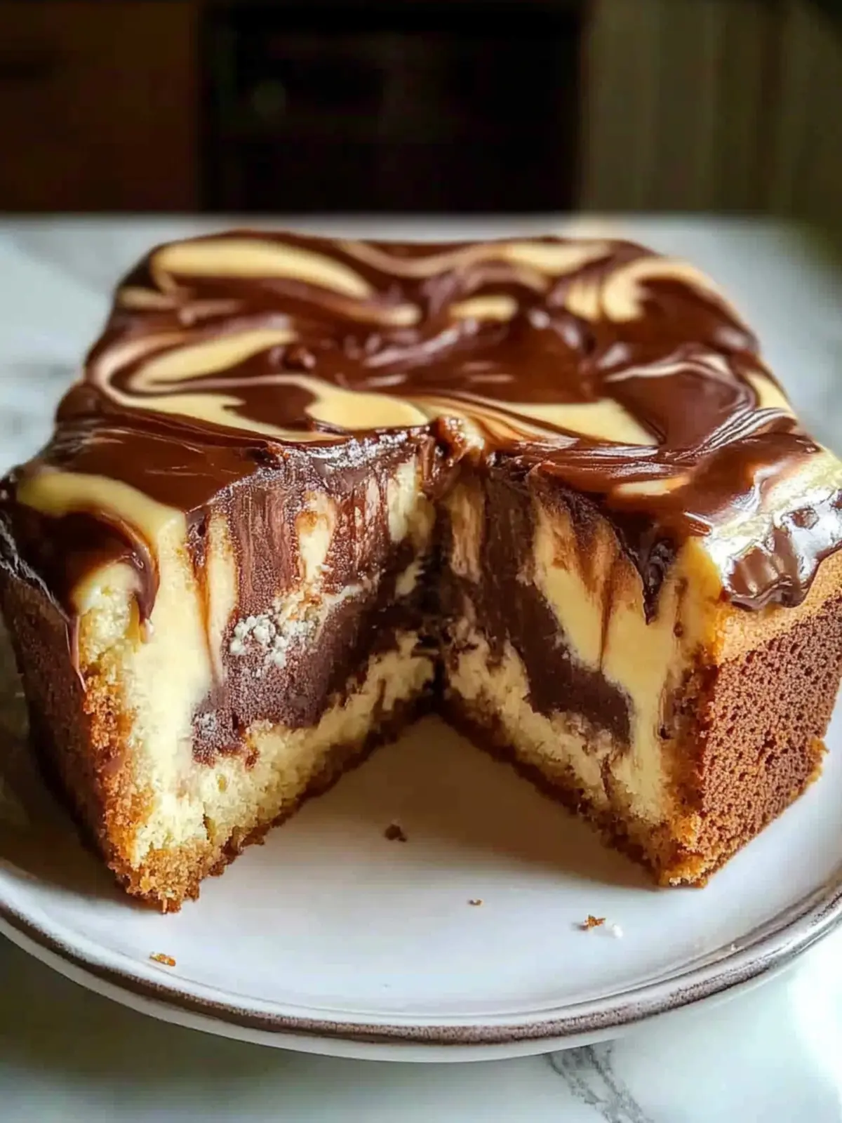 Caramel Swirl Chocolate Vanilla Cheesecake Loaf