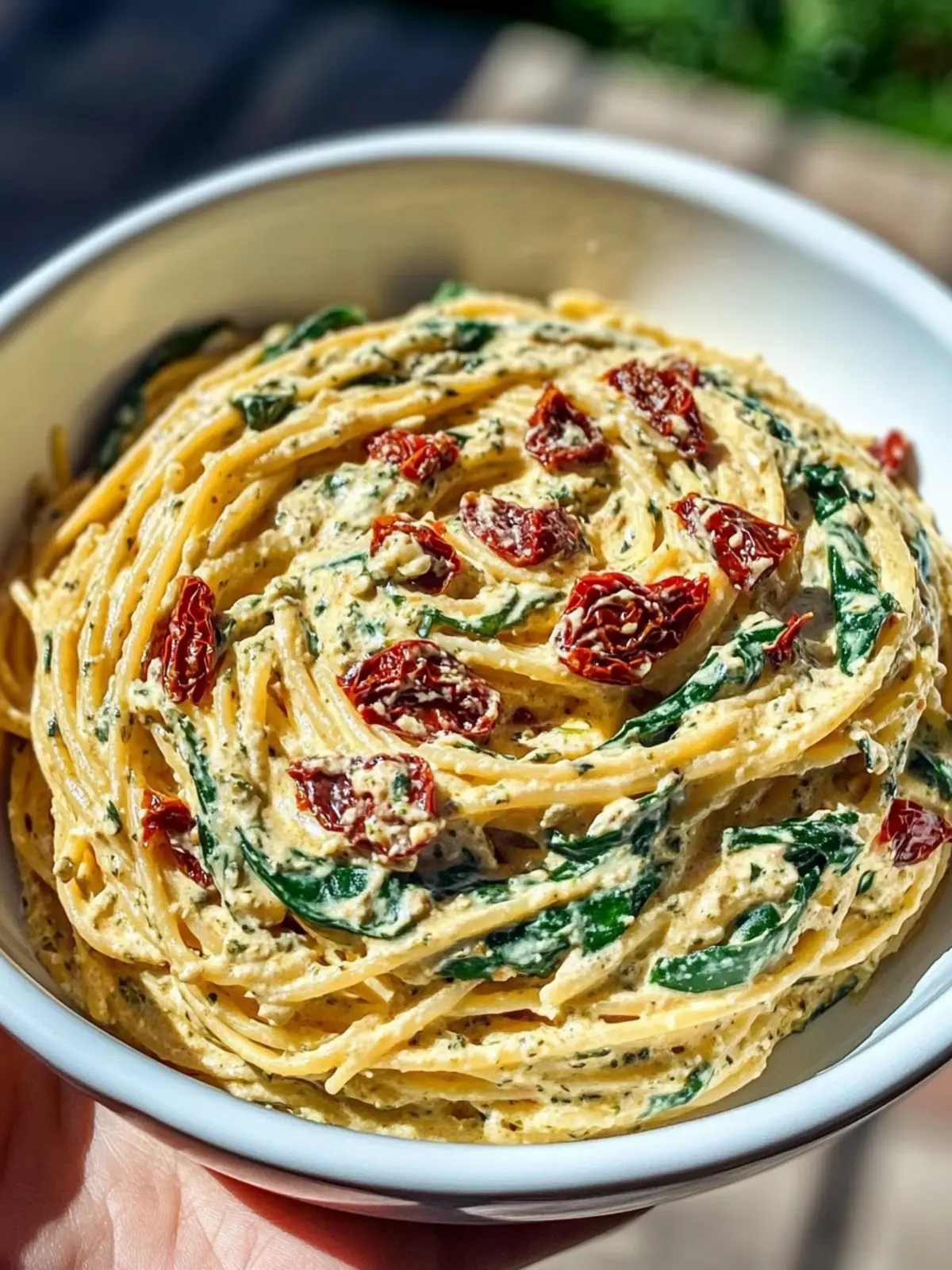 Delicious Spaghetti & Spinach with Sun-Dried Tomato Cream Sauce 3 Spaghetti & Spinach with Sun-Dried Tomato Cream Sauce