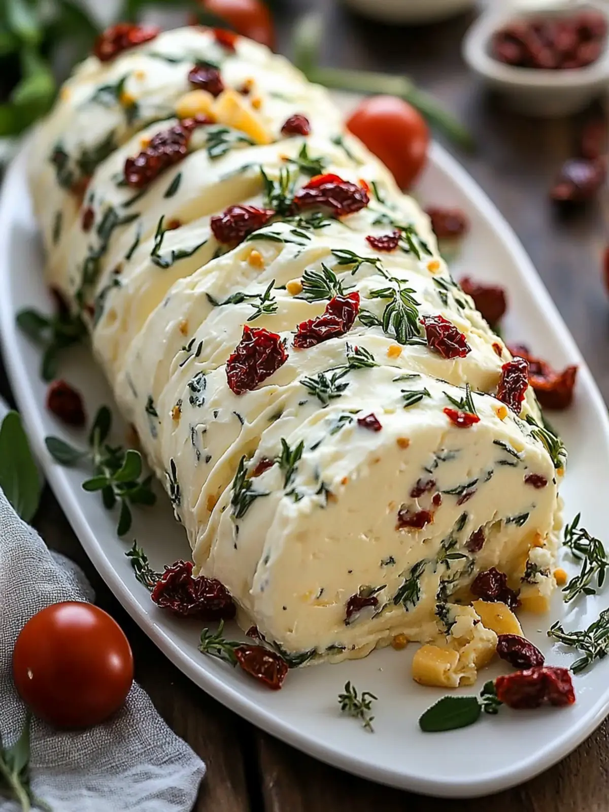 Herbed Sun-Dried Tomato & Mascarpone Cheese Log