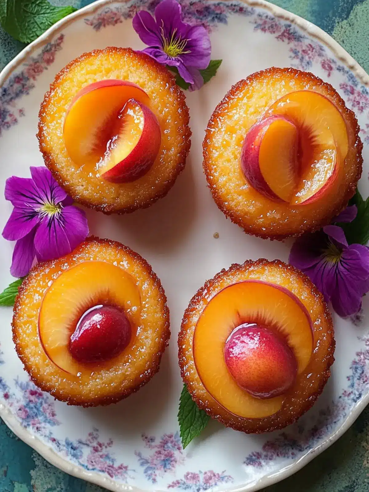 Peach Upside Down Mini Cakes for Sweet Summer Bliss 2 PEACH UPSIDE DOWN MINI CAKES