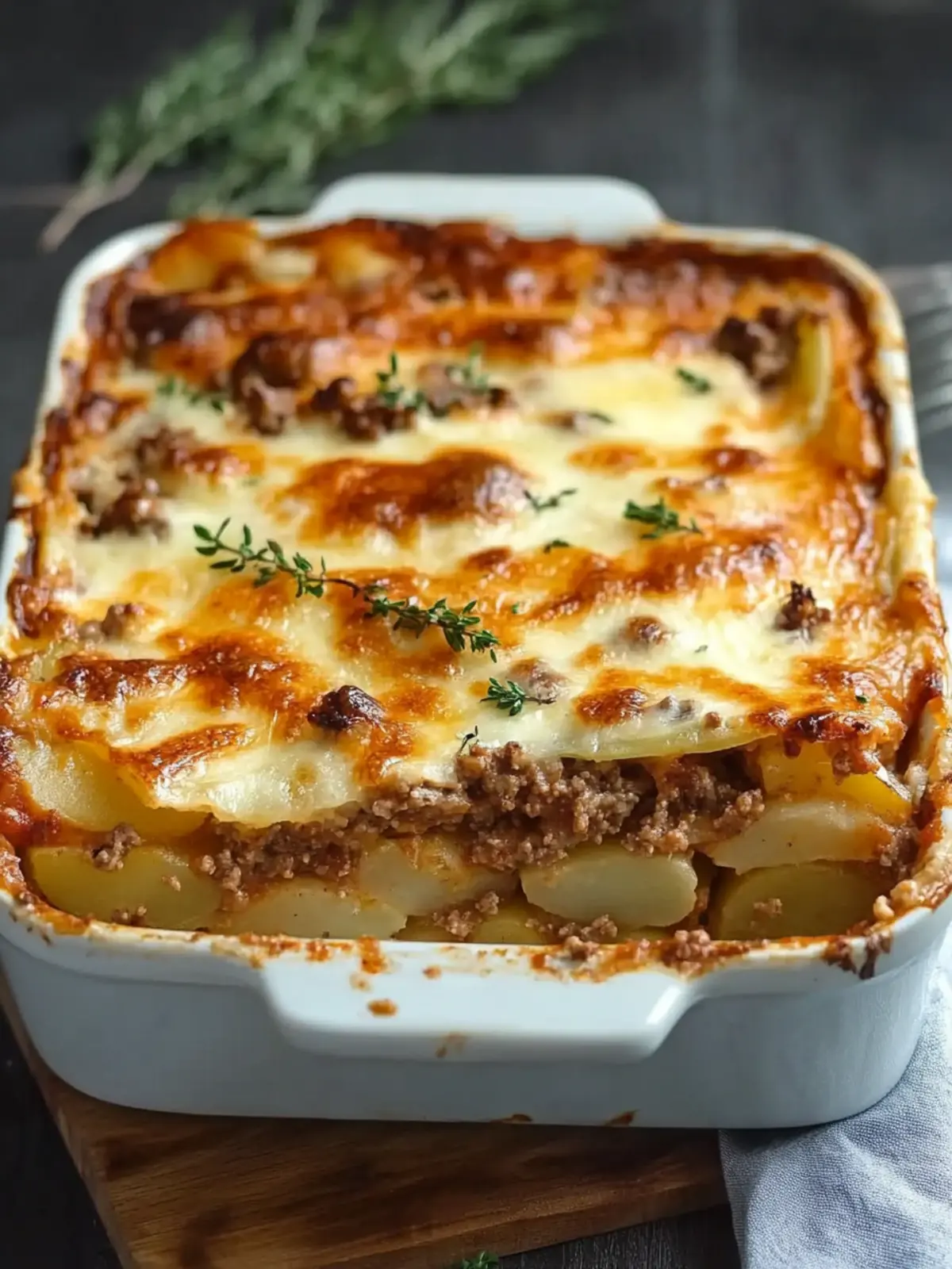 Cheesy Layer Italian Potato and Meat Bake