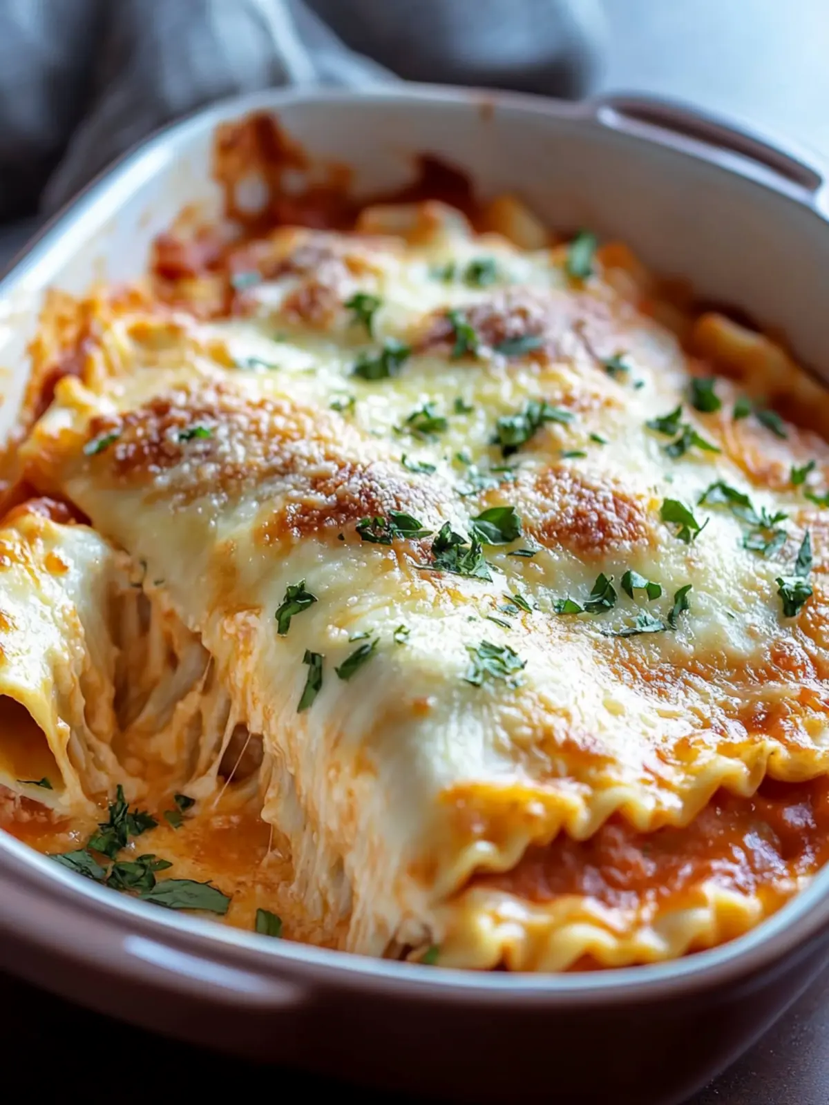 CROCKPOT RAVIOLI LASAGNA WITH CHEESE DRESSING