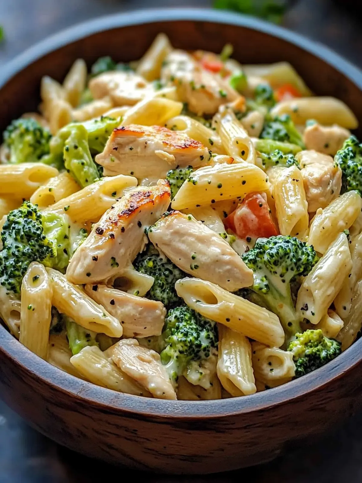 Creamy Chicken Penne Pasta with Broccoli & Peppers