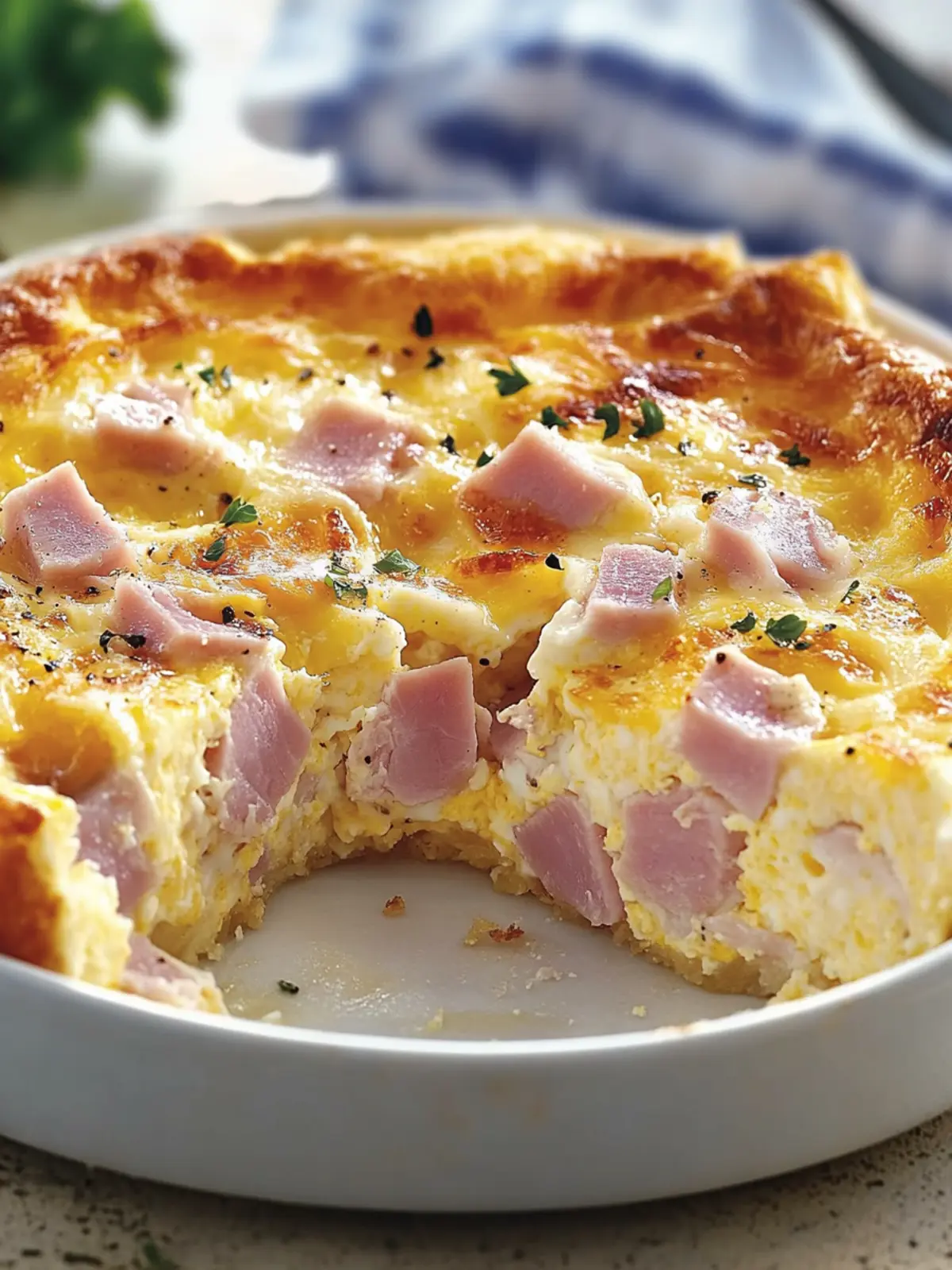 Creamy Ham & Mozzarella Egg Bake