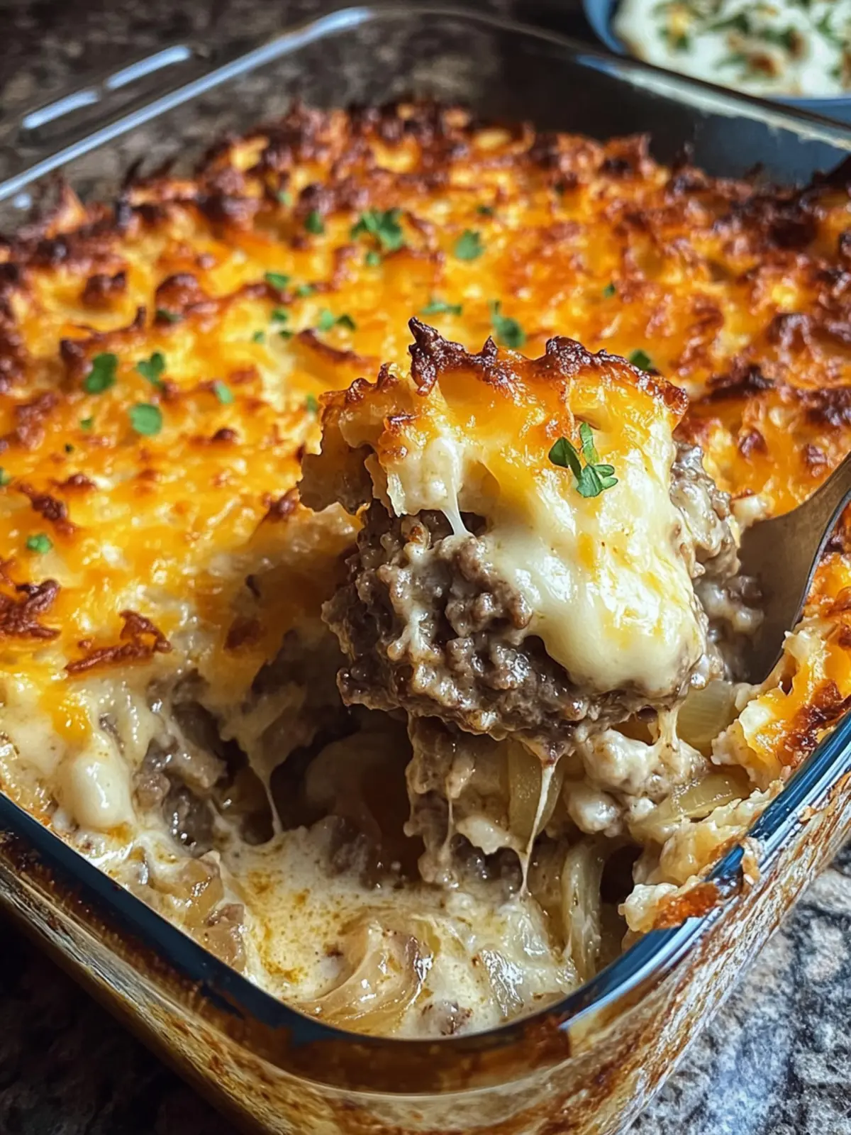 Cheesy French Onion Hamburger Casserole
