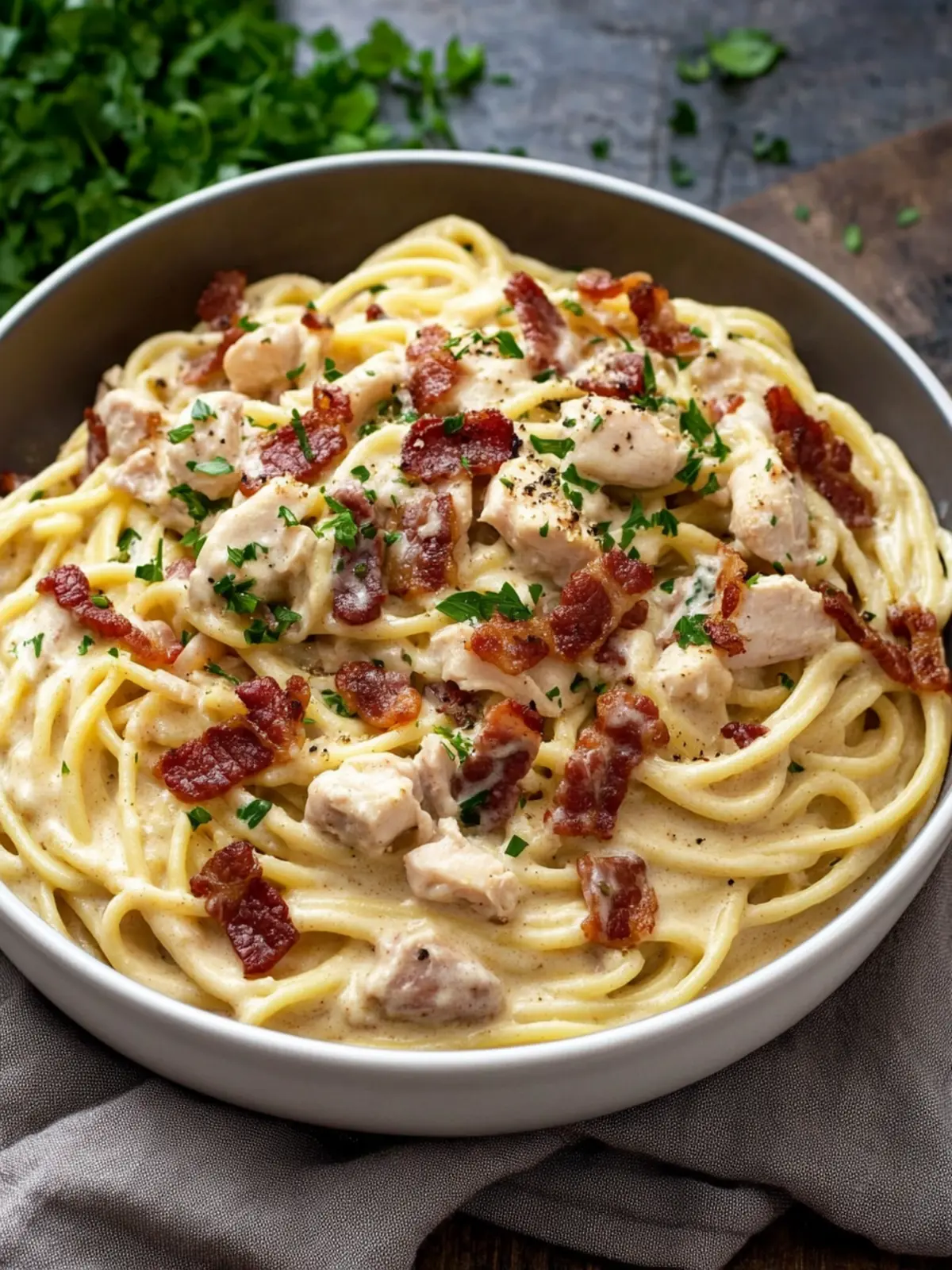 Creamy Bacon Carbonara with Chicken for Effortless Comfort 2 Creamy Bacon Carbonara with Chicken