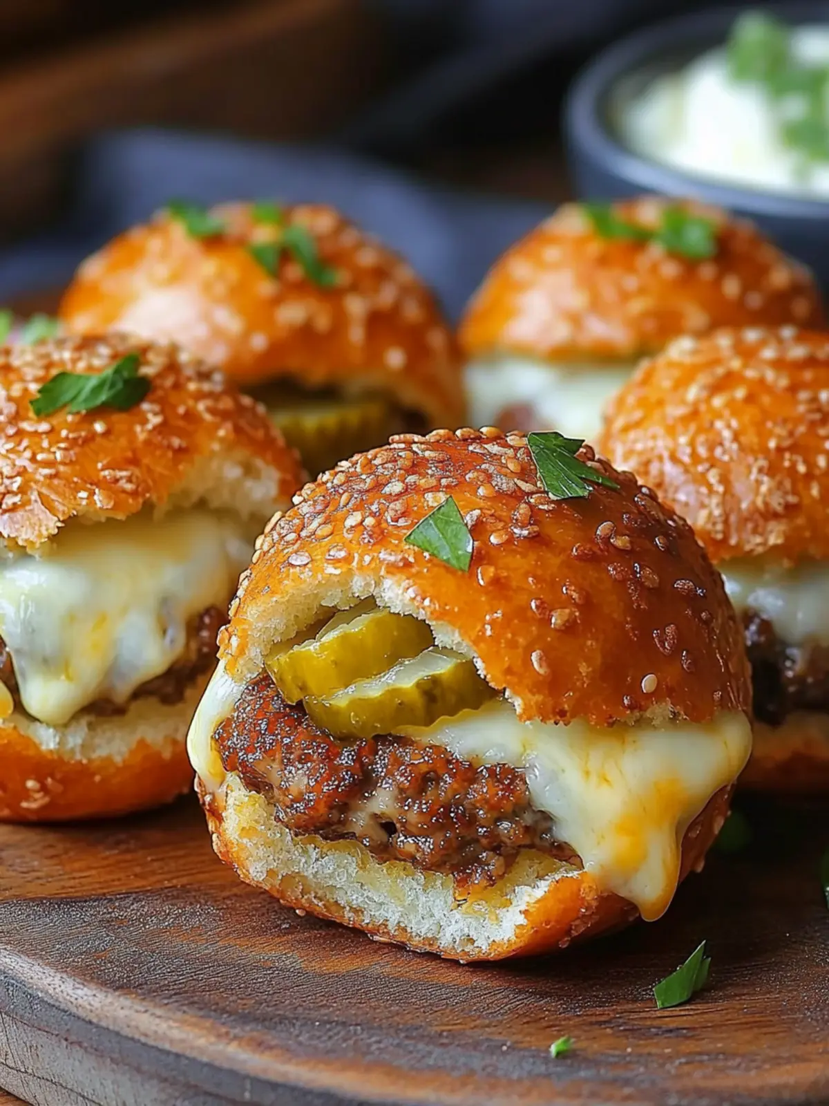 Dill Pickle Cheeseburger Mozzarella Bombs