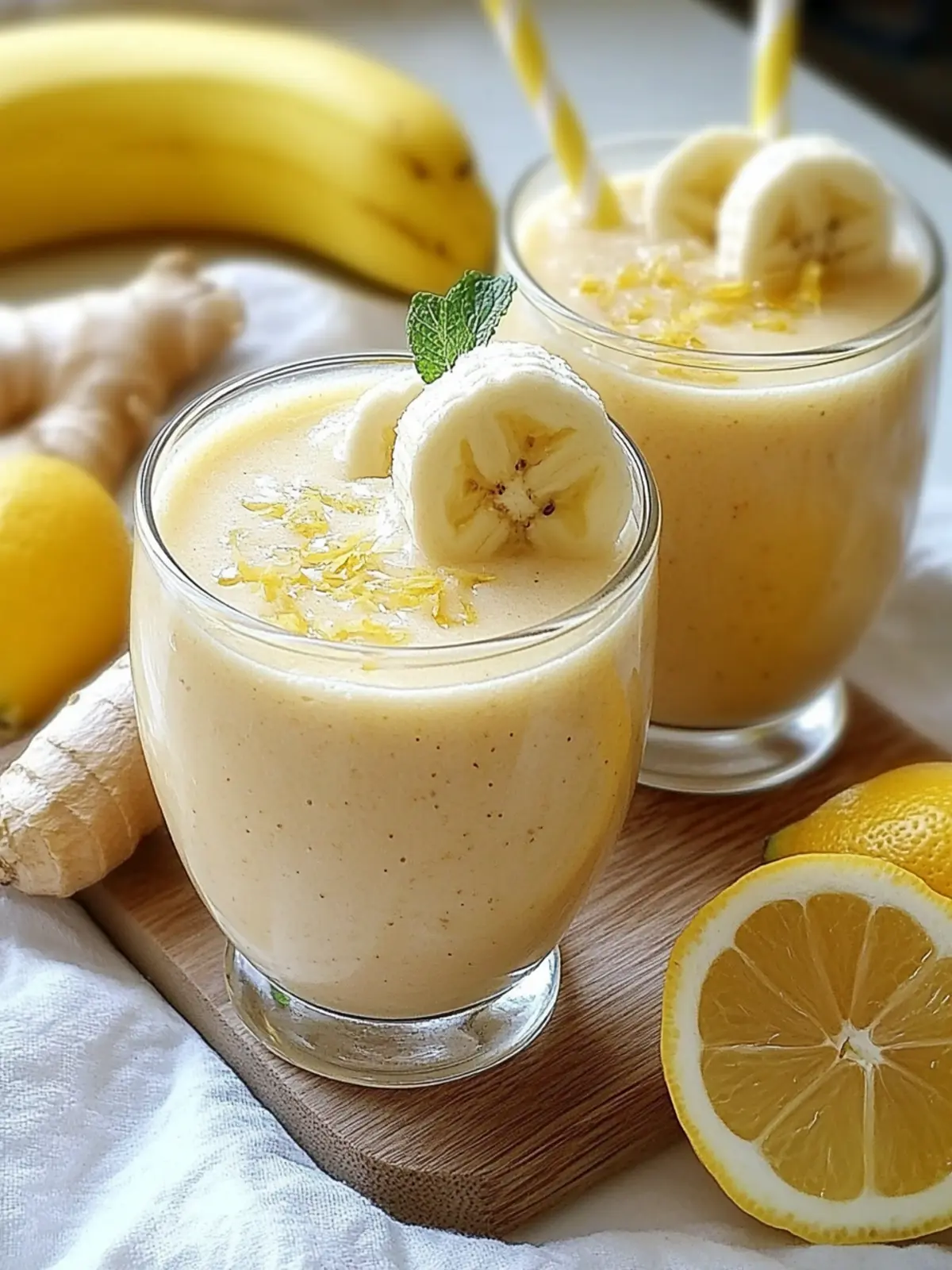Cozy Banana Lemon Ginger Winter Smoothie