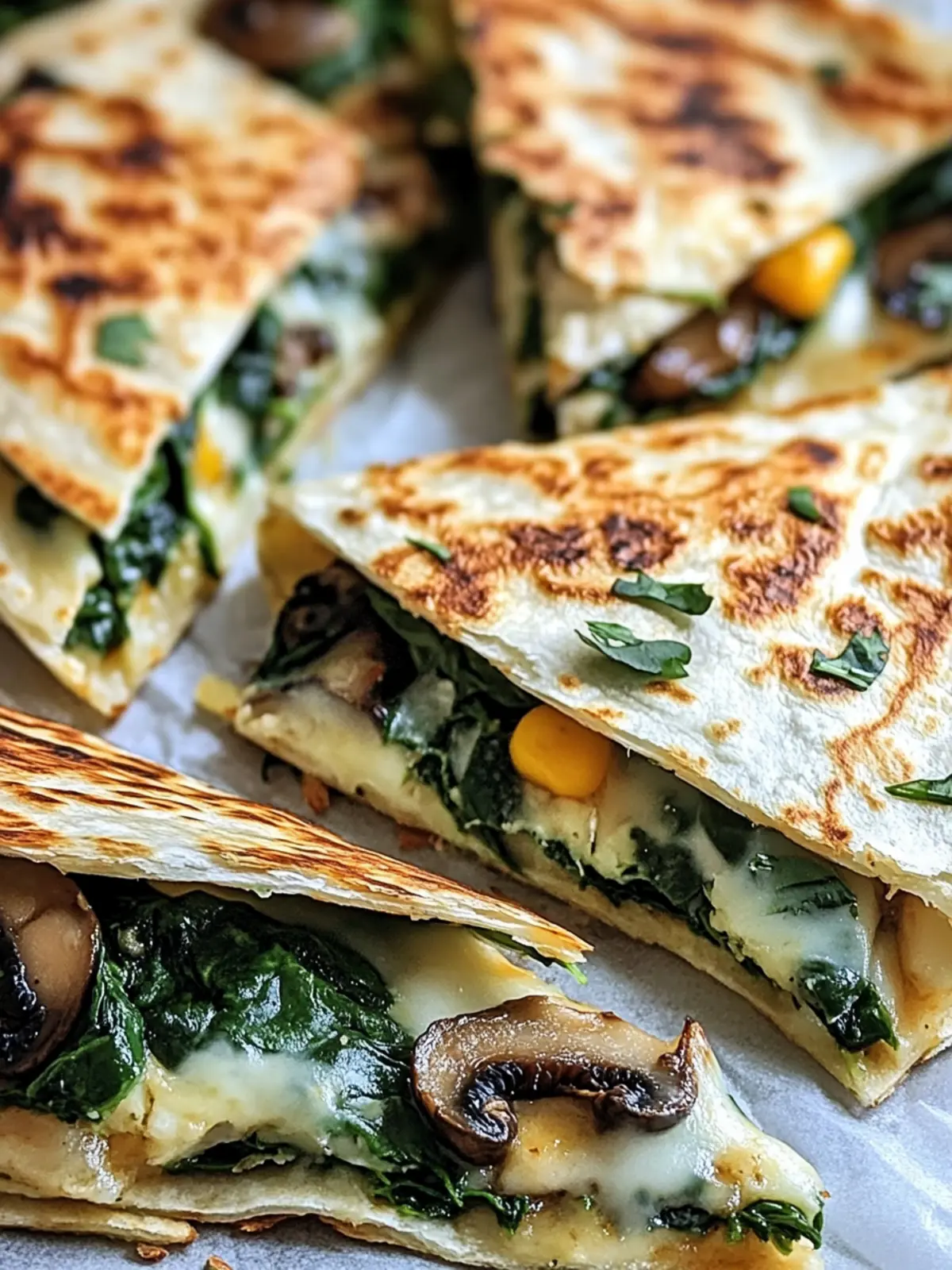 Baked Spinach Mushroom Quesadillas