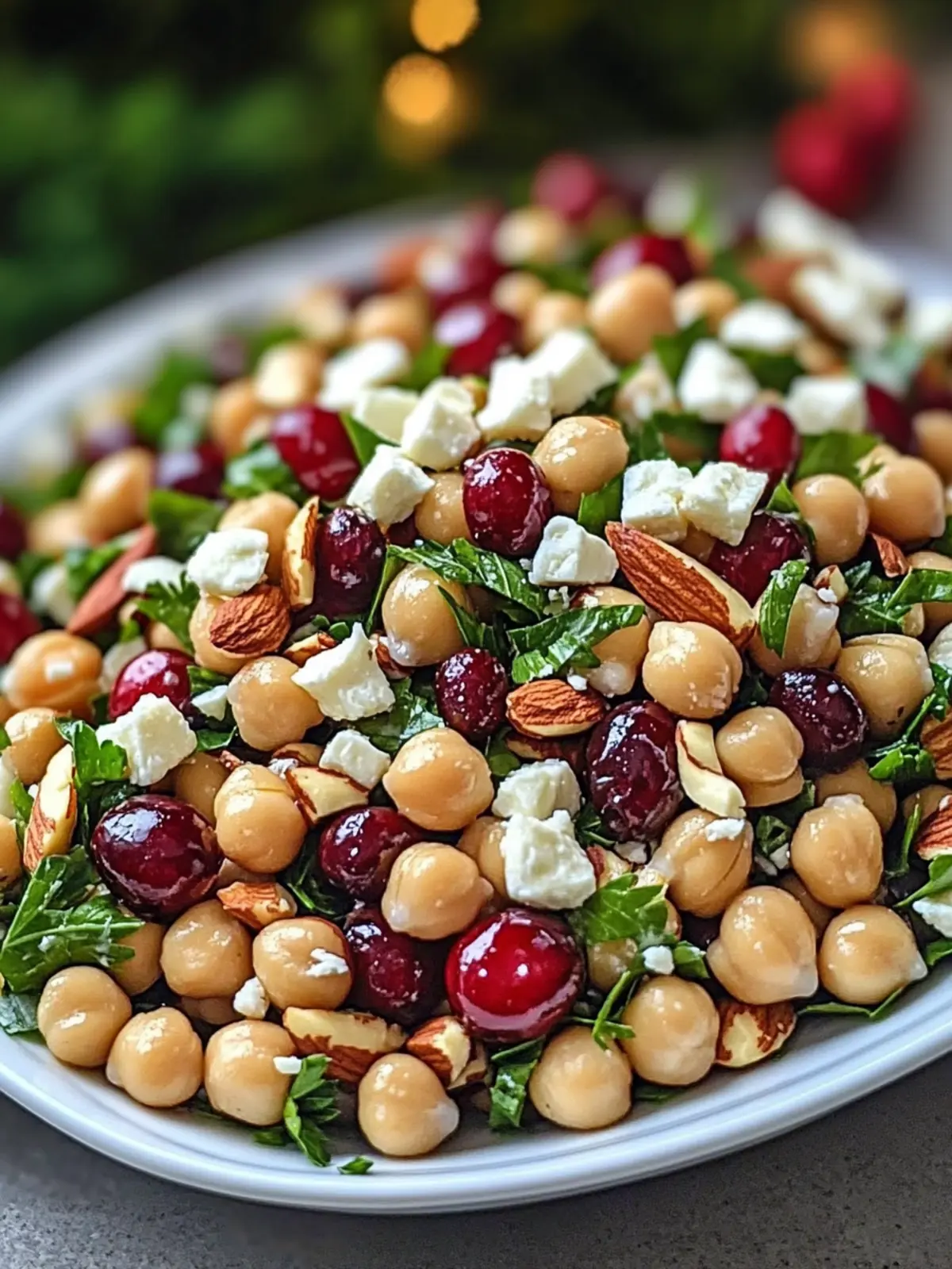 Zesty Festive Lemon-Tossed Chickpea Salad with Cranberries & Feta 3 Festive Lemon-Tossed Chickpea Salad with Cranberries, Almonds & Feta