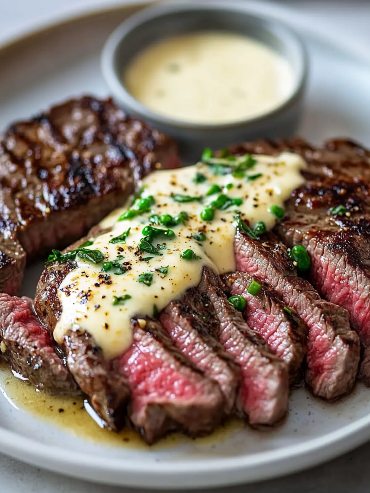 Garlic Butter Steak With Parmesan Cream Sauce