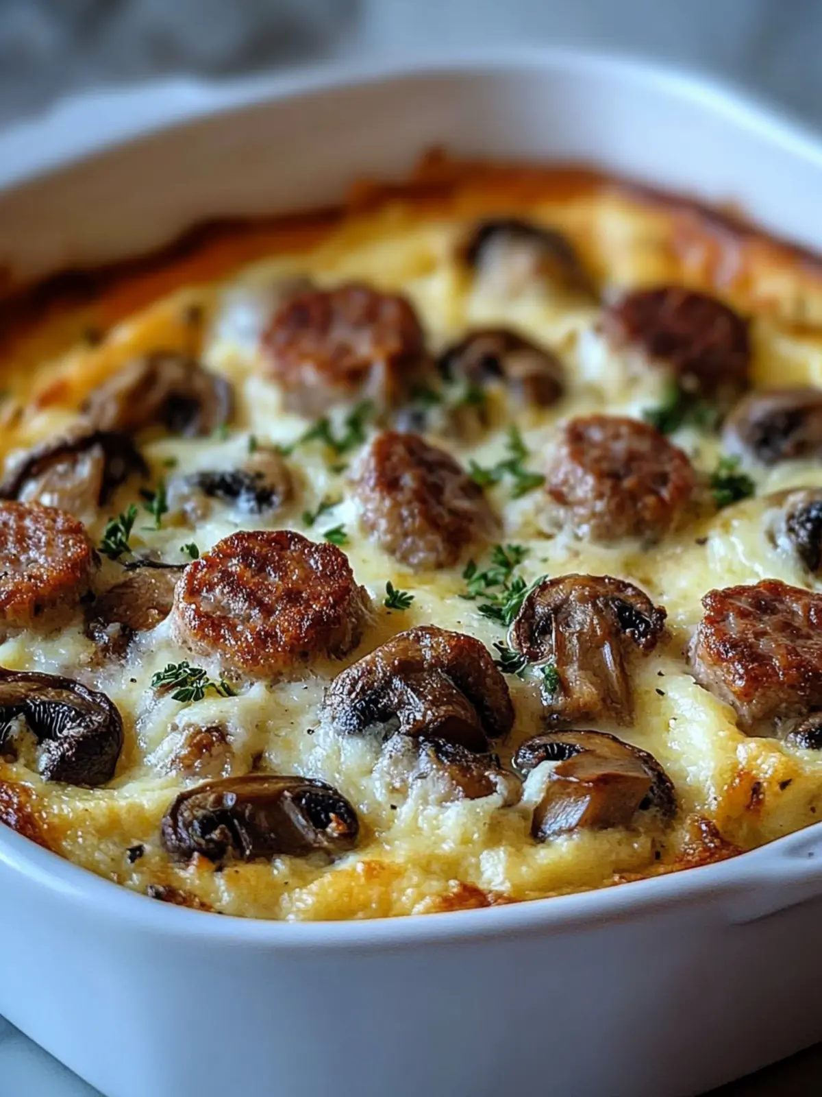 Satisfy Mornings with Sausage and Mushroom Breakfast Bake 2 Sausage and Mushroom Breakfast Bake