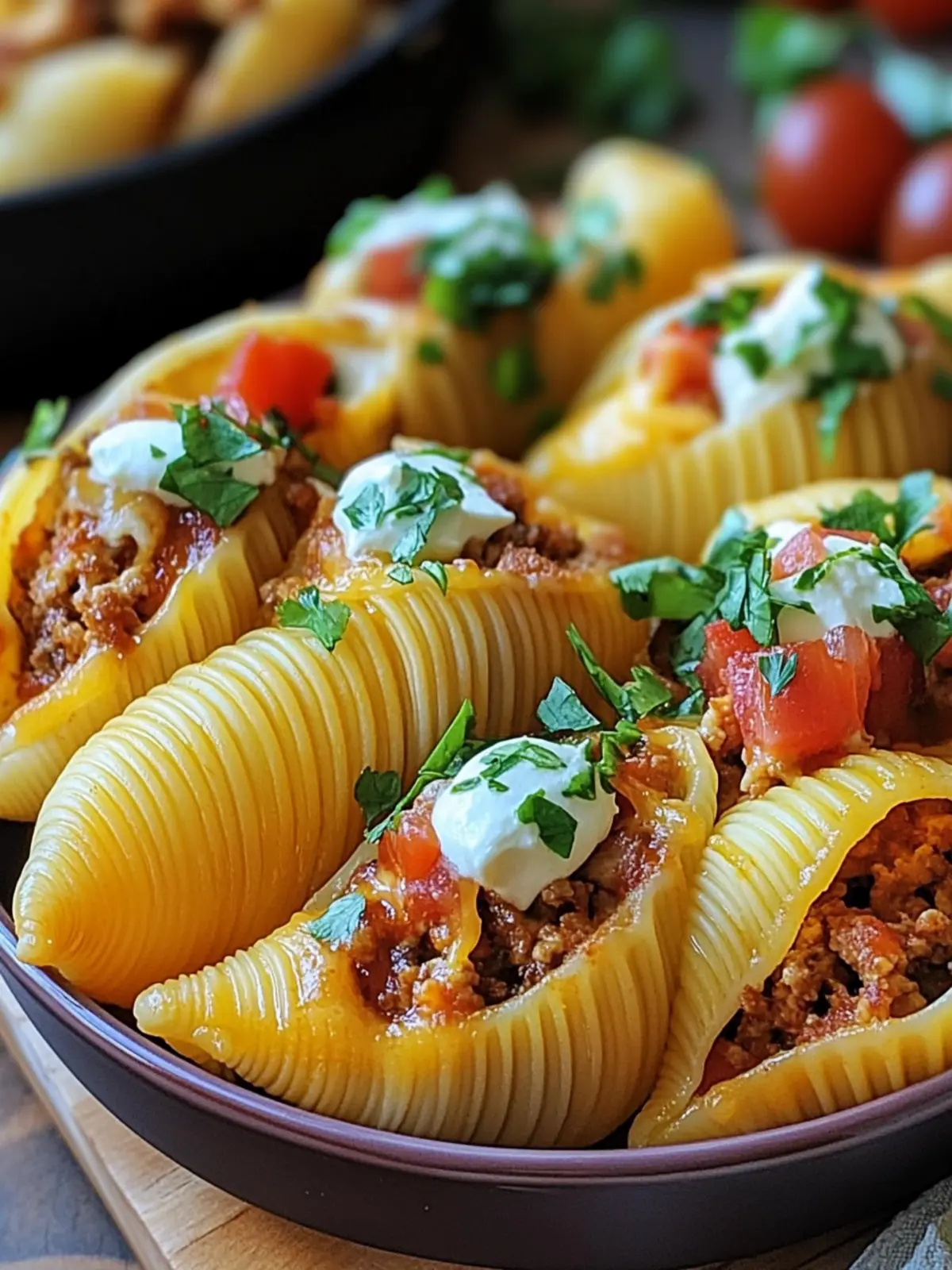 Mouthwatering Taco Stuffed Shells with Creamy Cheese Dressing 4 TACO STUFFED SHELLS WITH CHEESE DRESSING