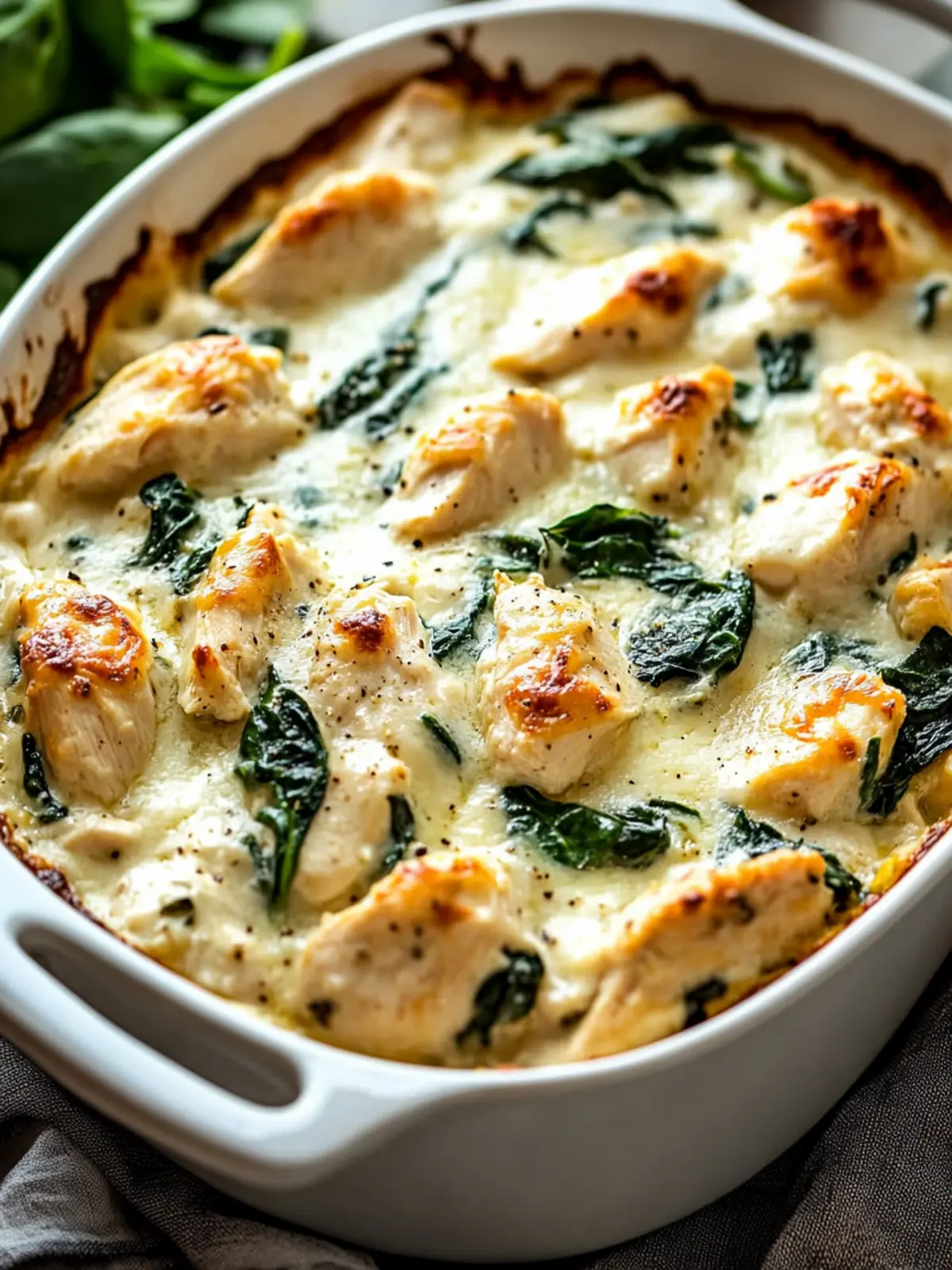 Creamy Chicken and Spinach Casserole: Comfort in Every Bite 4 Creamy Chicken and Spinach Casserole