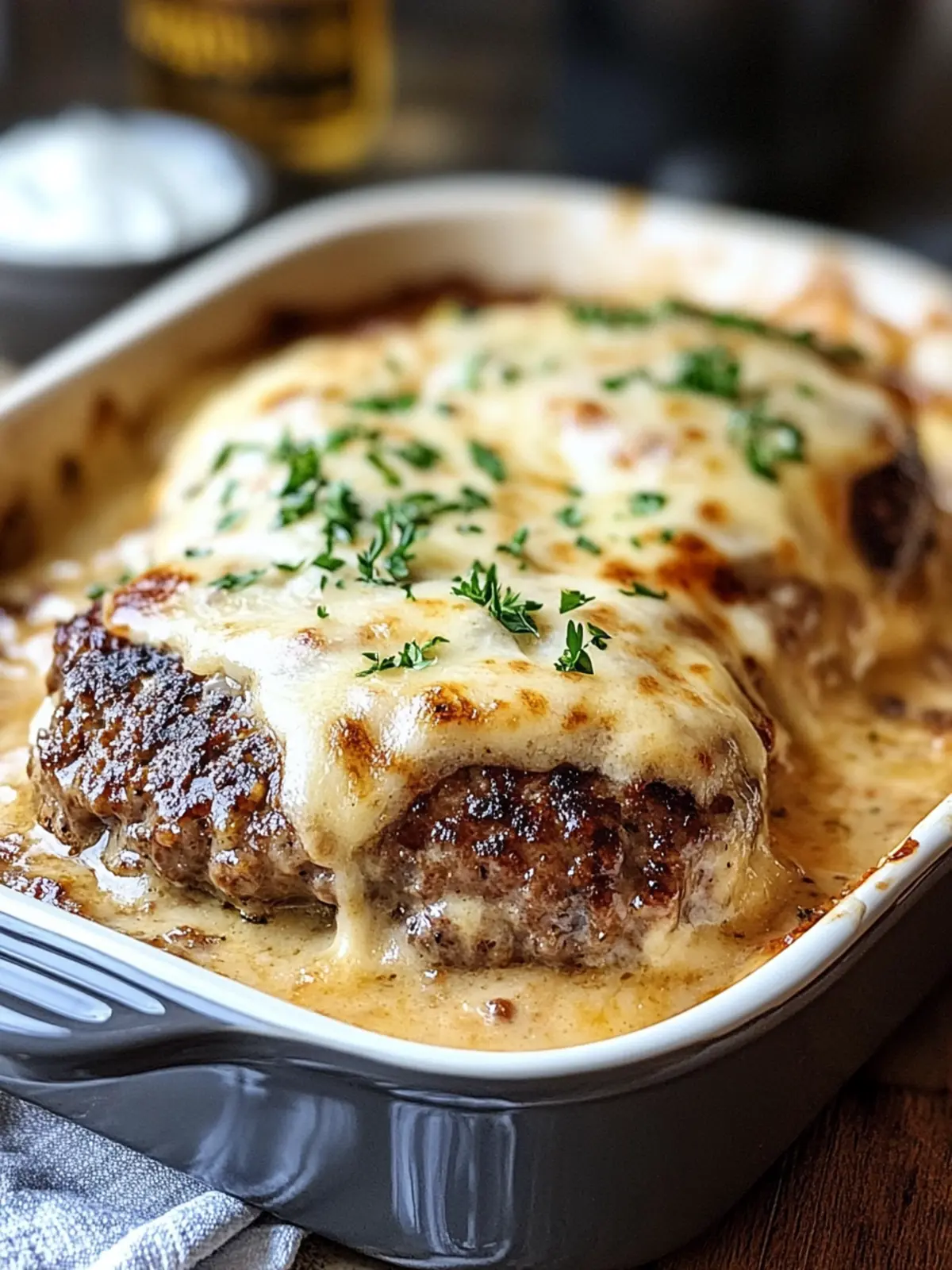 Savory Amish Hamburger Steak Bake with Creamy Pepper Gravy 3 AMISH HAMBURGER STEAK BAKE WITH CREAMY PEPPER GRAVY
