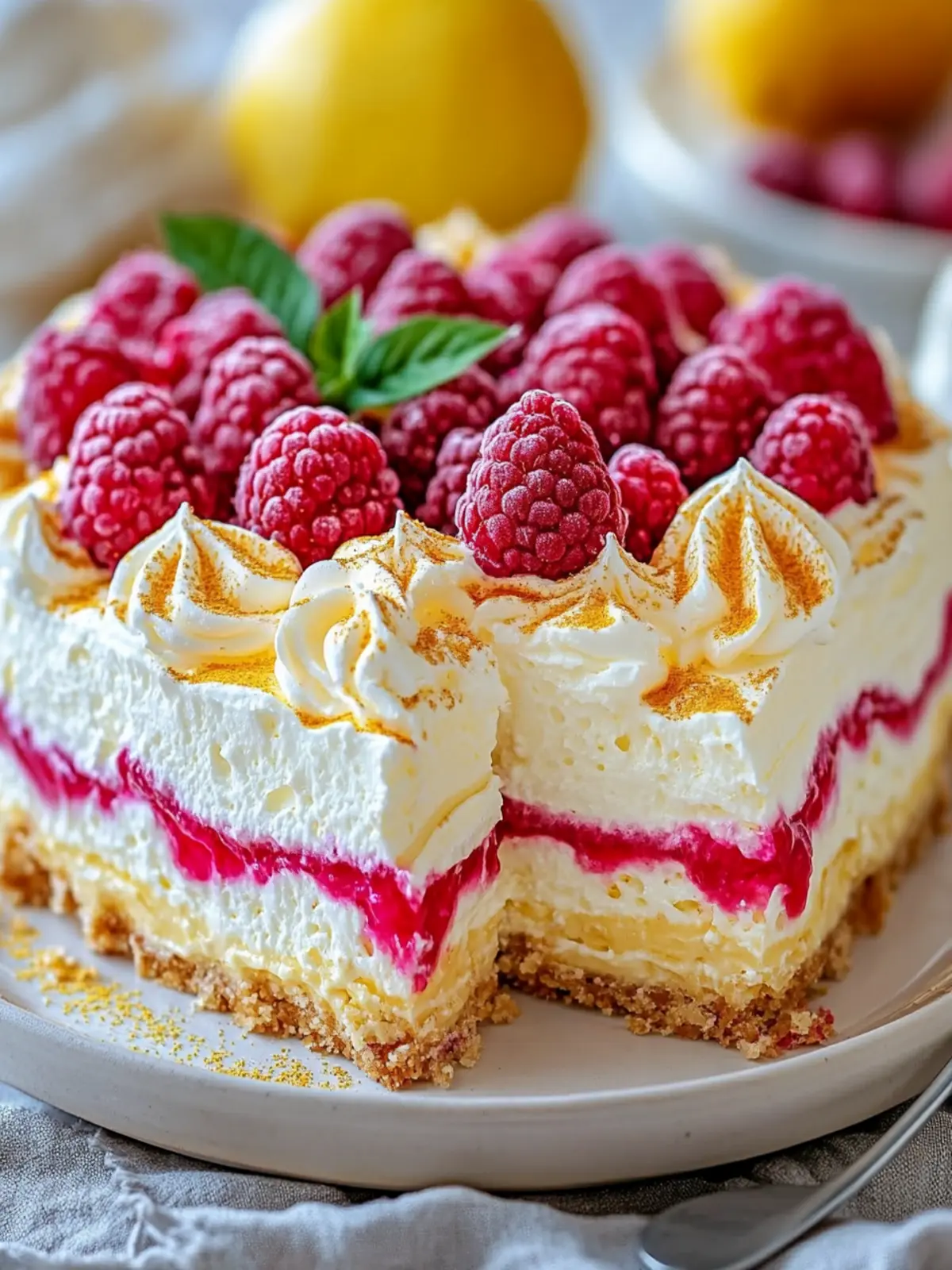 HEAVENLY LEMON RASPBERRY MERINGUE CHEESECAKE