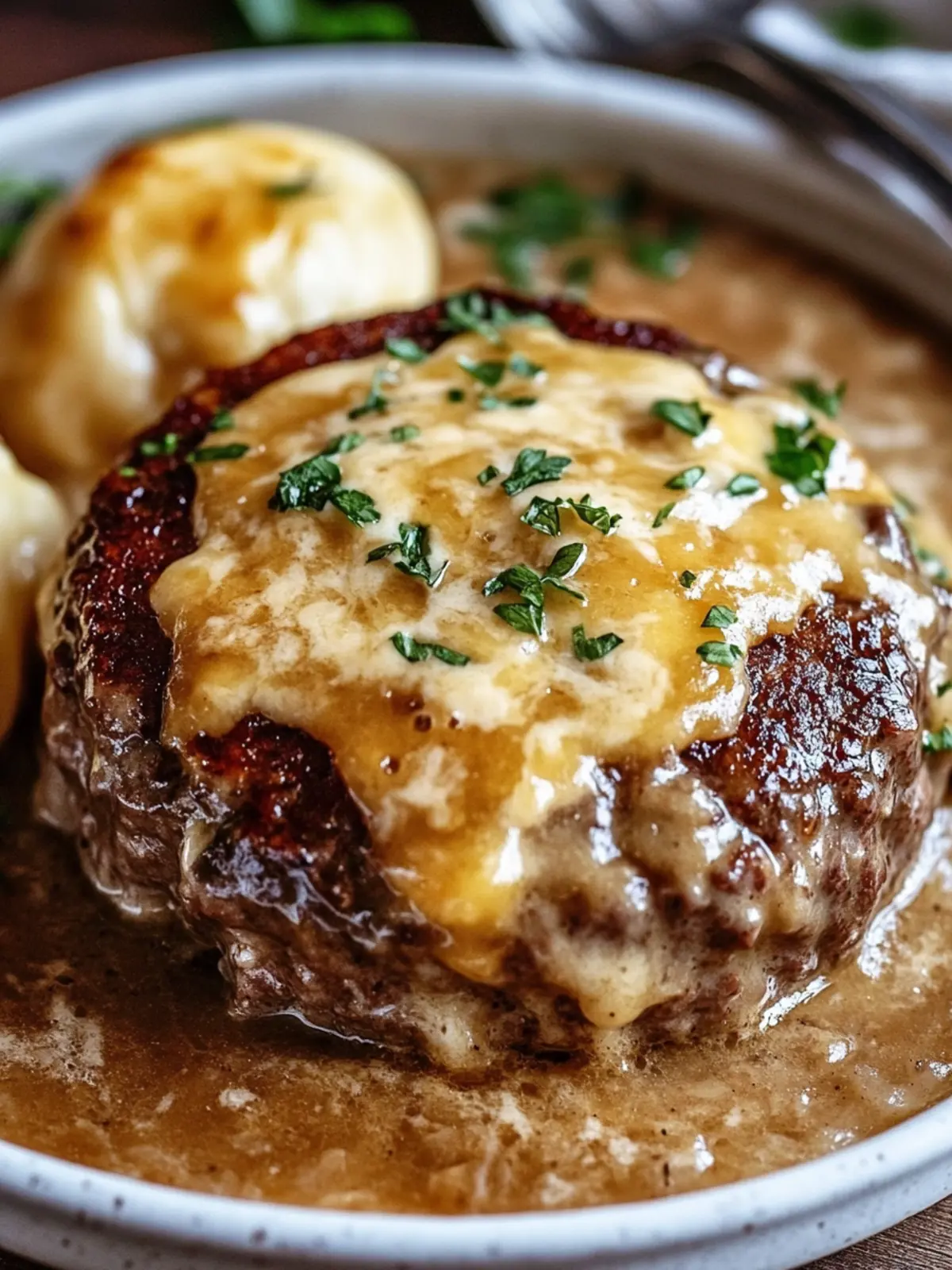Savor Amish Hamburger Steak Bake with Creamy Gravy Tonight 3 AMISH HAMBURGER STEAK BAKE WITH CREAMY GRAVY
