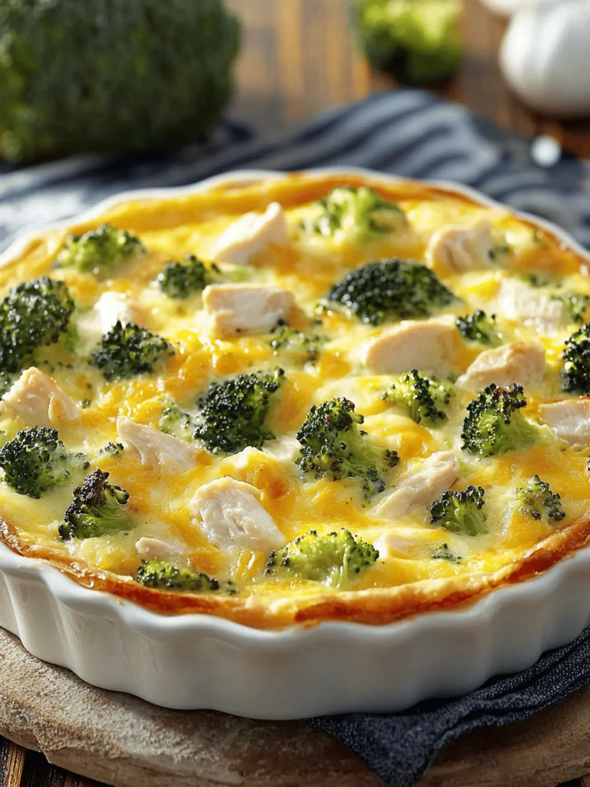 Crustless Chicken, Broccoli & Cheddar Bake-Style Quiche Delight 4 Crustless Chicken, Broccoli & Cheddar Bake-Style Quiche