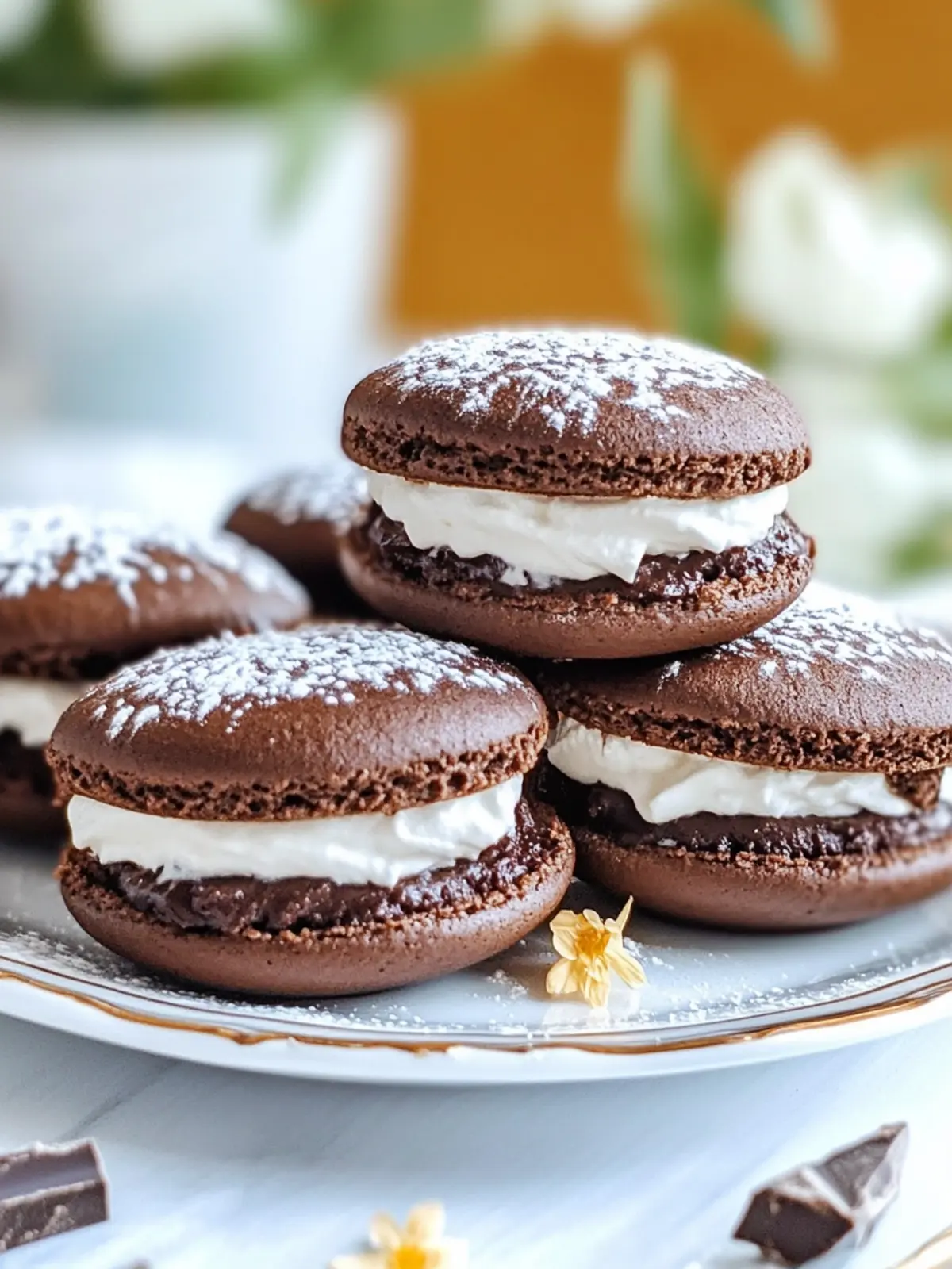 Indulge in German Chocolate Whoopie Pies with Whipped Cream 3 GERMAN CHOCOLATE WHOOPIE PIES WITH WHIPPED CREAM TOPPING