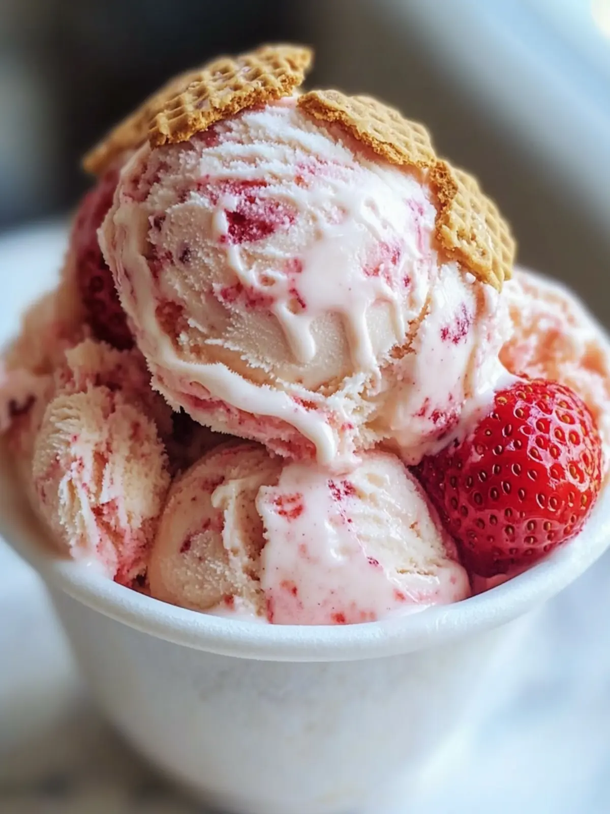 Fresh Strawberry Vanilla Ice Cream with Buttery Graham Crunch Bliss 2 FRESH STRAWBERRY VANILLA ICE CREAM WITH A BUTTERY GRAHAM CRACKER CRUNCH