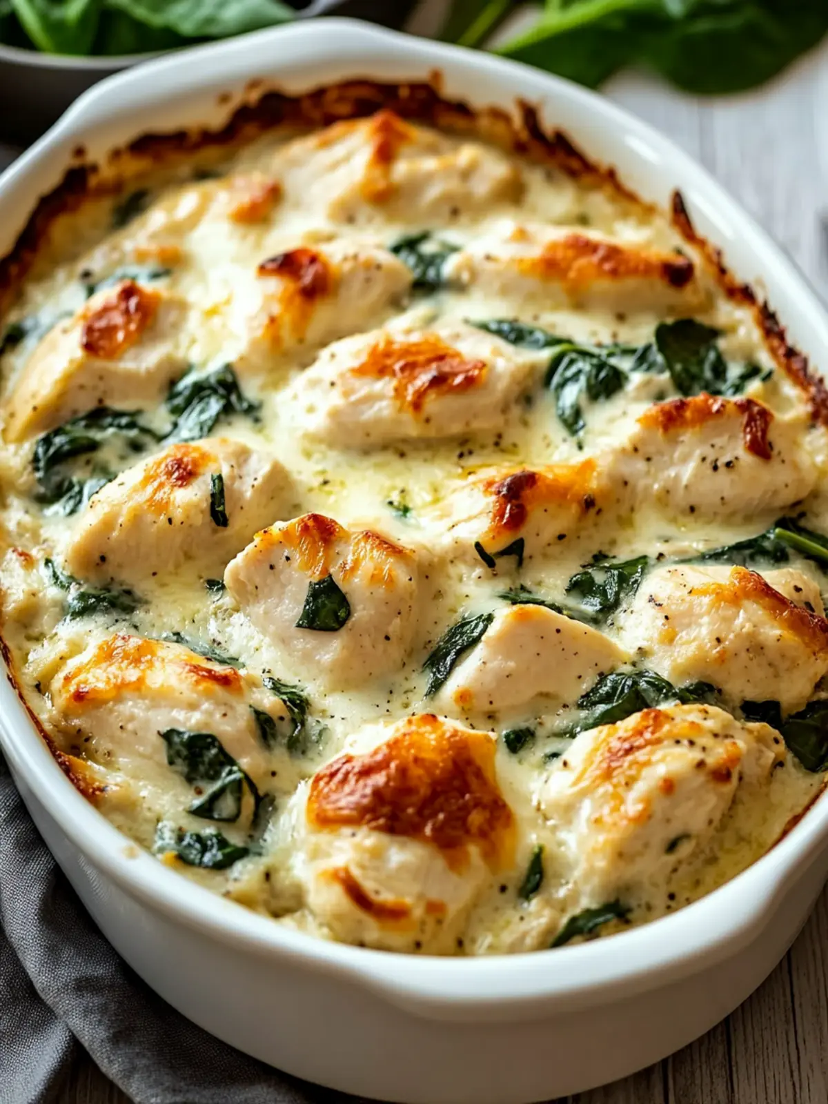 Creamy Chicken and Spinach Casserole: Comfort in Every Bite 2 Creamy Chicken and Spinach Casserole