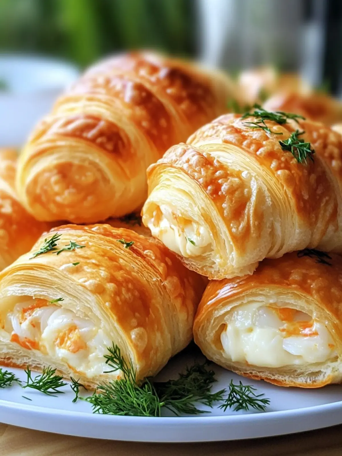 CRAB & CHEESE FILLED CRESCENT ROLLS WITH CREAMY DILL DRESSING