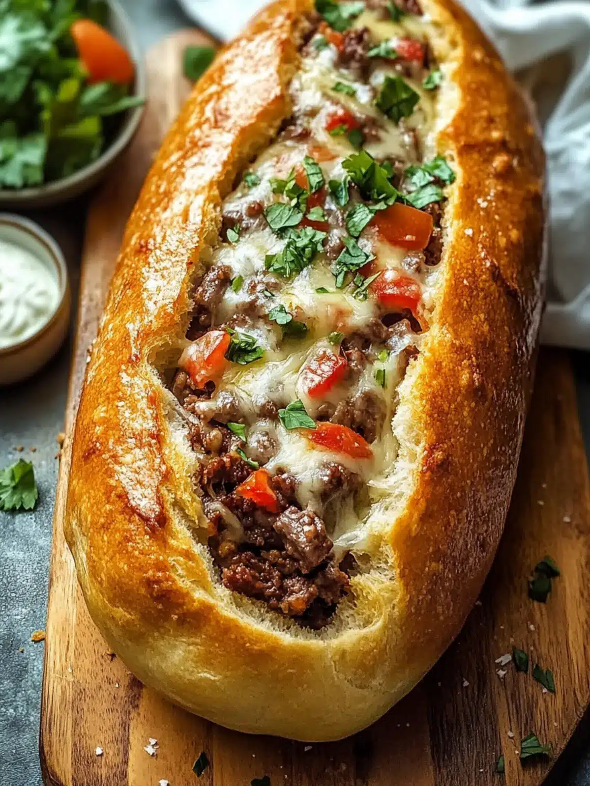 Cheesesteak-Stuffed Garlic Bread Loaf to Wow Your Taste Buds 3 Cheesesteak-Stuffed Garlic Bread Loaf