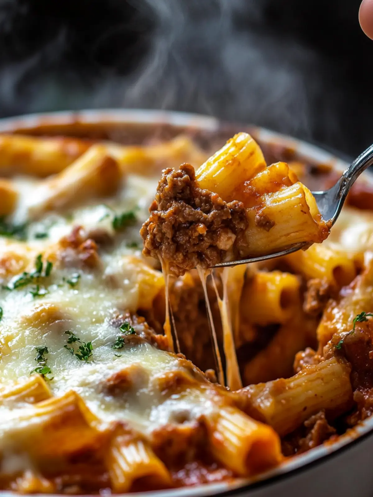 Beef Rigatoni Cheese Bake