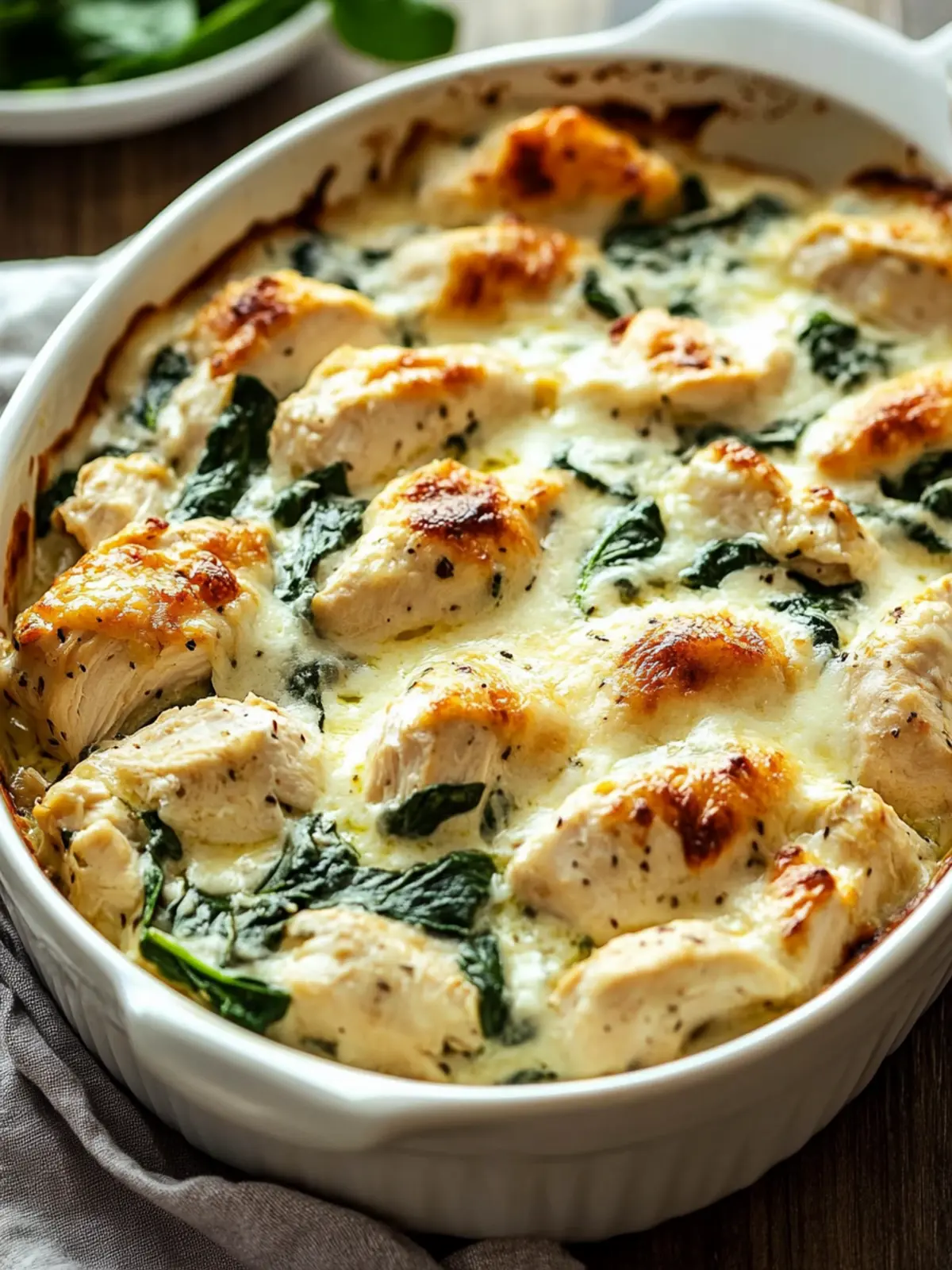 Creamy Chicken and Spinach Casserole: Comfort in Every Bite 3 Creamy Chicken and Spinach Casserole