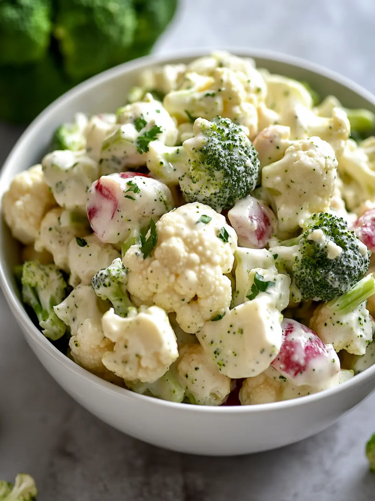 Creamy Broccoli Cauliflower Salad That'll Wow Your Tastebuds 3 Creamy Broccoli Cauliflower Salad
