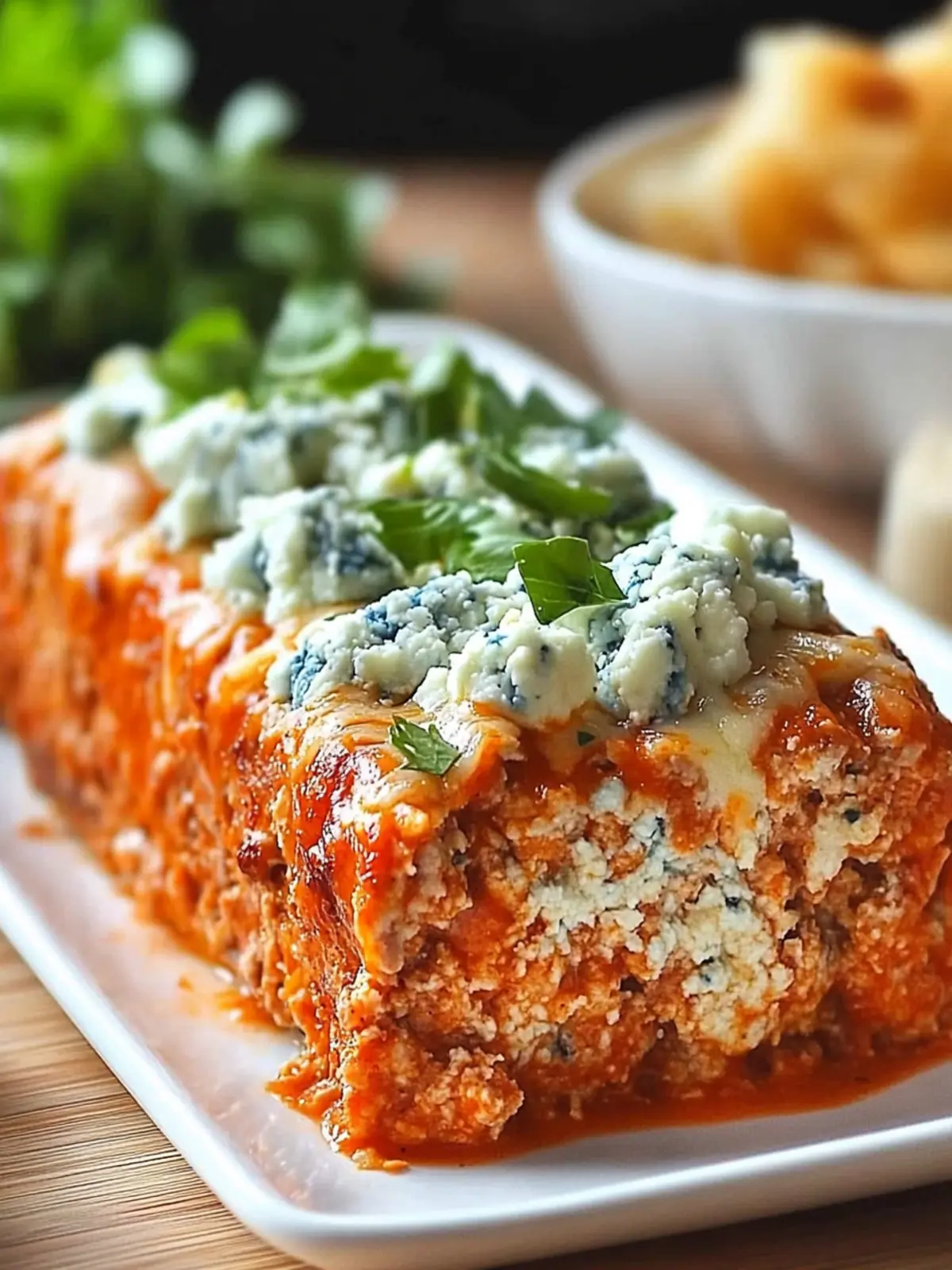 Savory Buffalo Chicken Meatloaf with Blue Cheese Magic 4 Buffalo Chicken Meatloaf with Blue Cheese