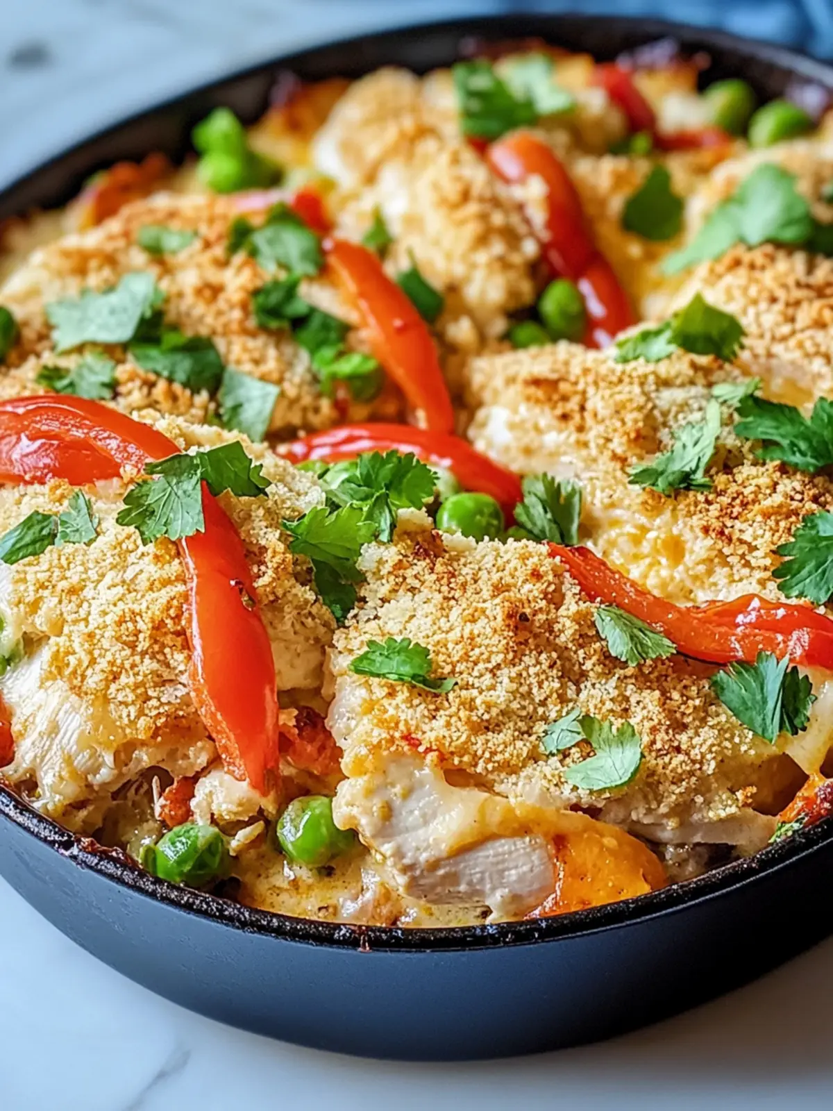 One-Pan Creamy Chicken Fajita Bake with Buttery Garlic Crumbs 2 ONE-PAN CREAMY CHICKEN FAJITA BAKE WITH BUTTERY GARLIC CRUMBS