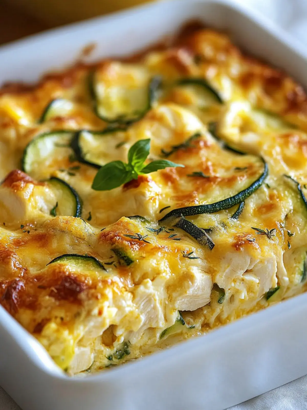 Soft Zucchini, Chicken & Cheese Crustless Bake