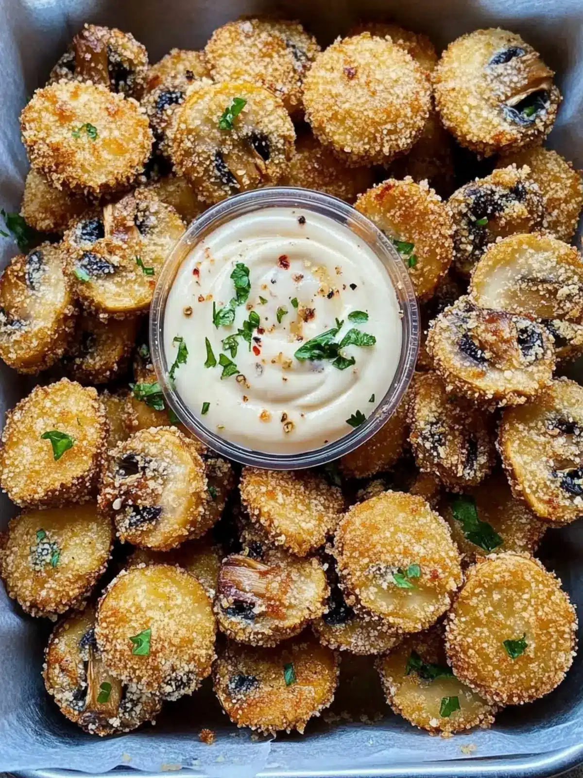 crispy garlic mushroom bites