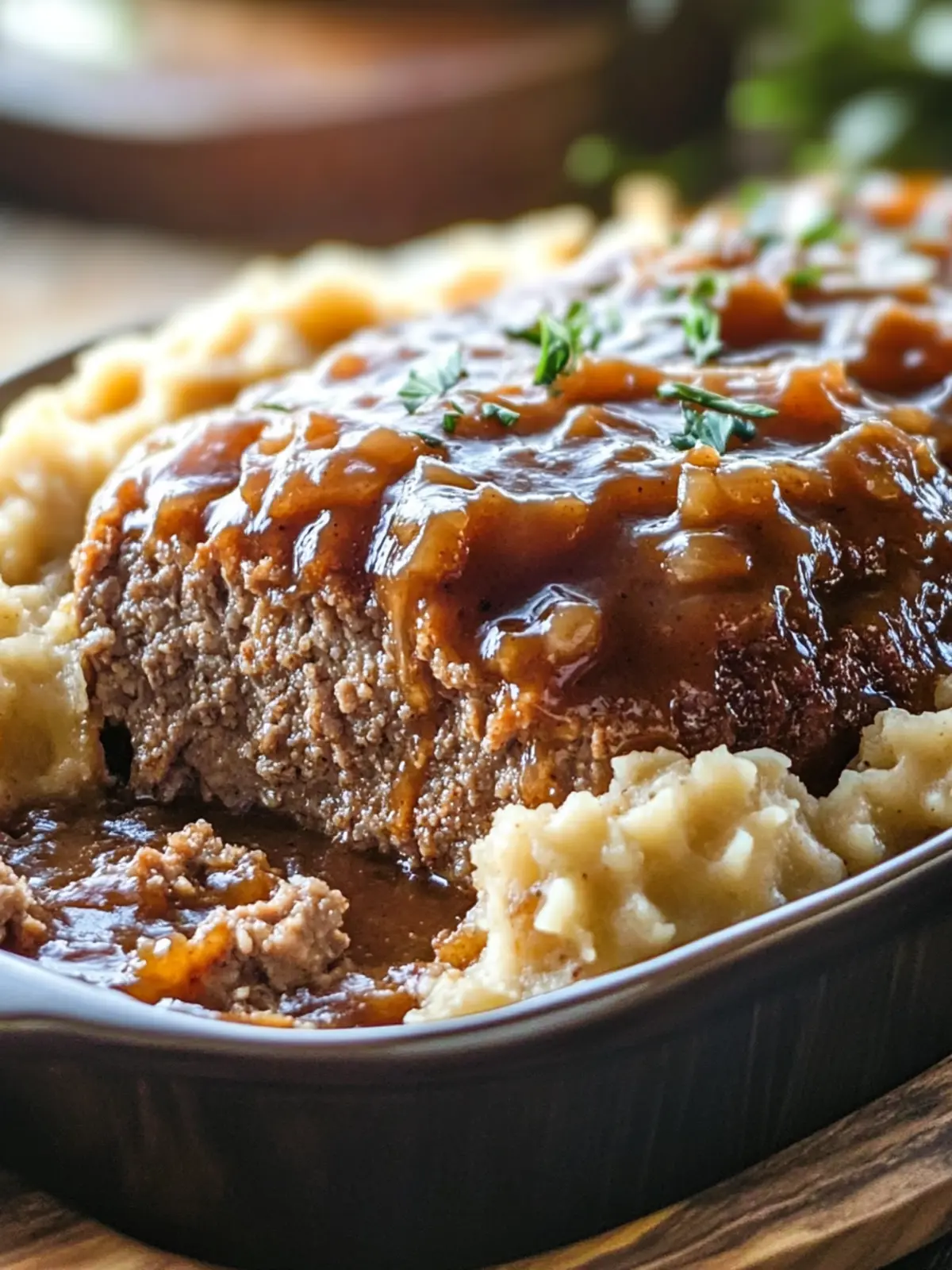 Amish Country Meatloaf Bake with Creamy Brown Gravy Magic 3 AMISH COUNTRY MEATLOAF BAKE WITH CREAMY BROWN GRAVY