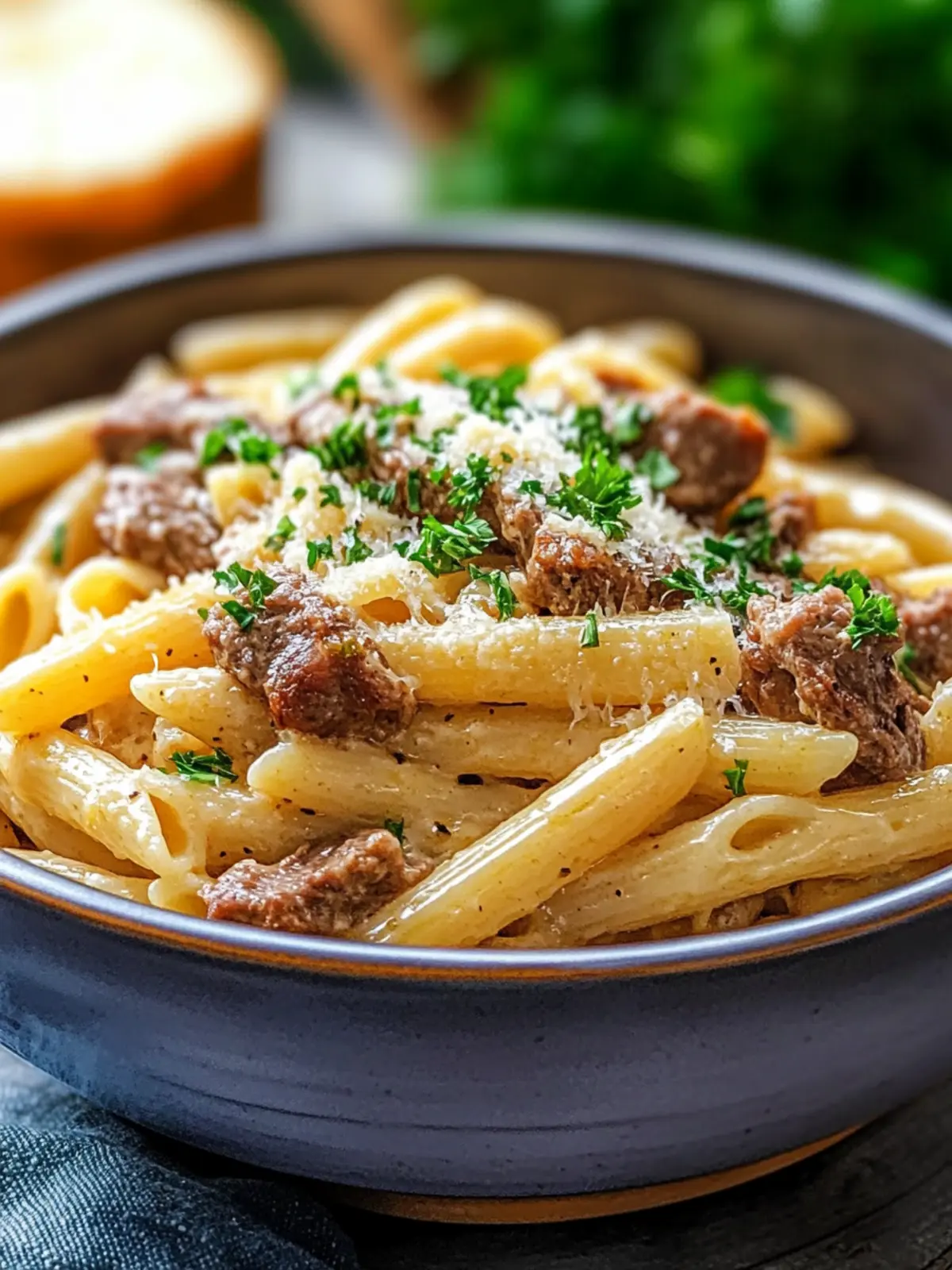 One-Pot Creamy Beef and Garlic Butter Pasta You'll Love 4 ONE-POT CREAMY BEEF AND GARLIC BUTTER PASTA WITH PARSLEY DRESSING