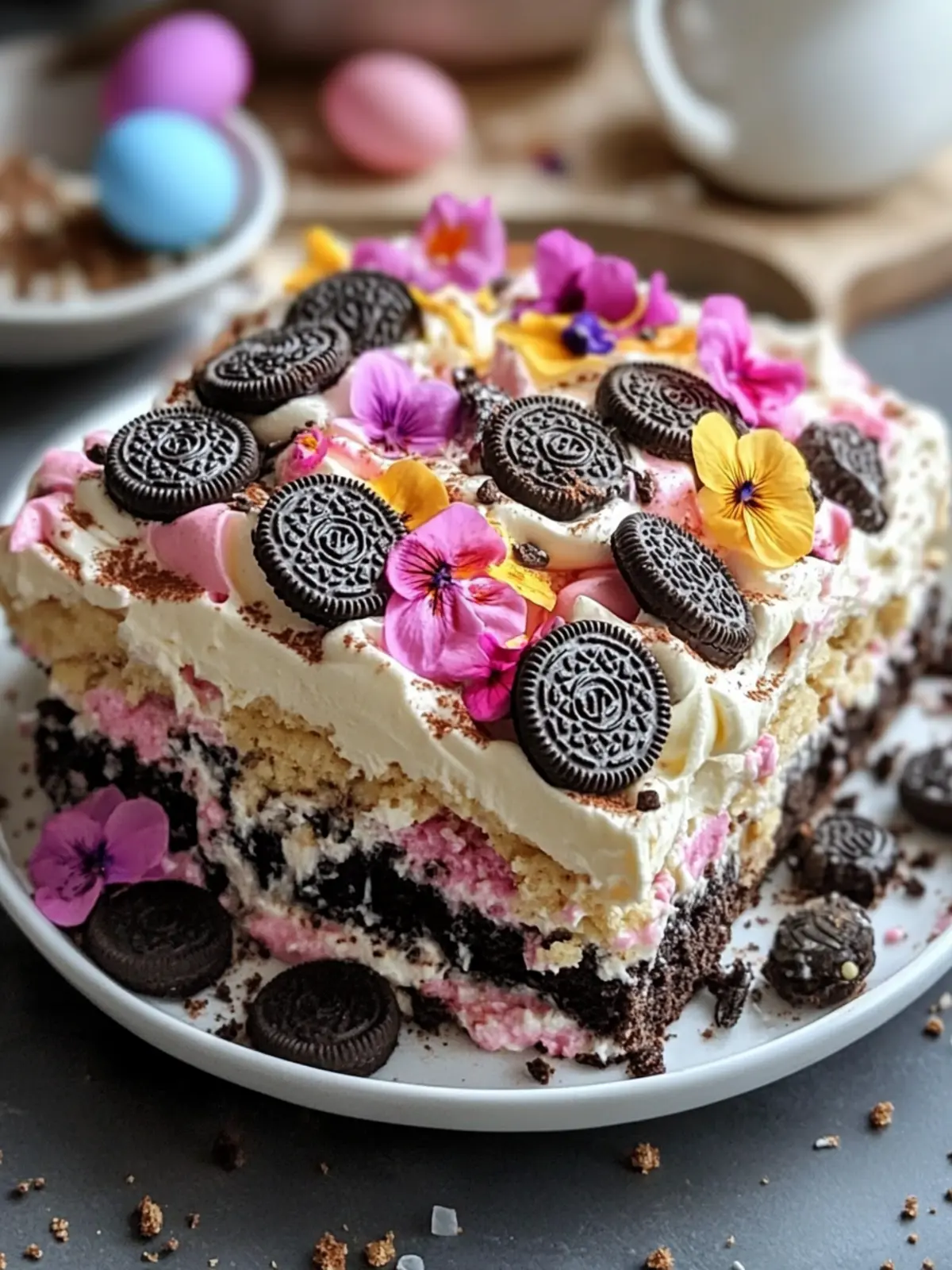 Easter Oreo Cookie Casserole with Creamy Dressing Delight 3 EASTER OREO COOKIE CASSEROLE WITH CREAMY DRESSING