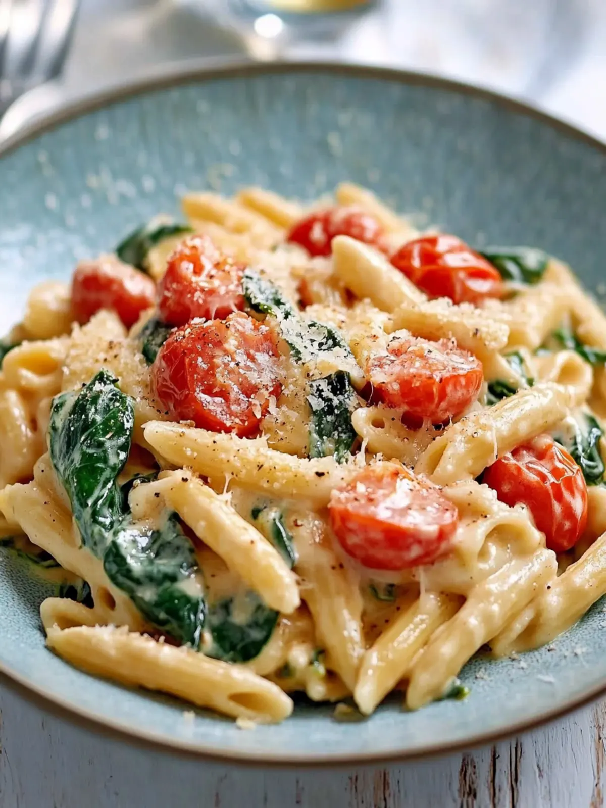 Creamy Spinach & Tomato Pasta