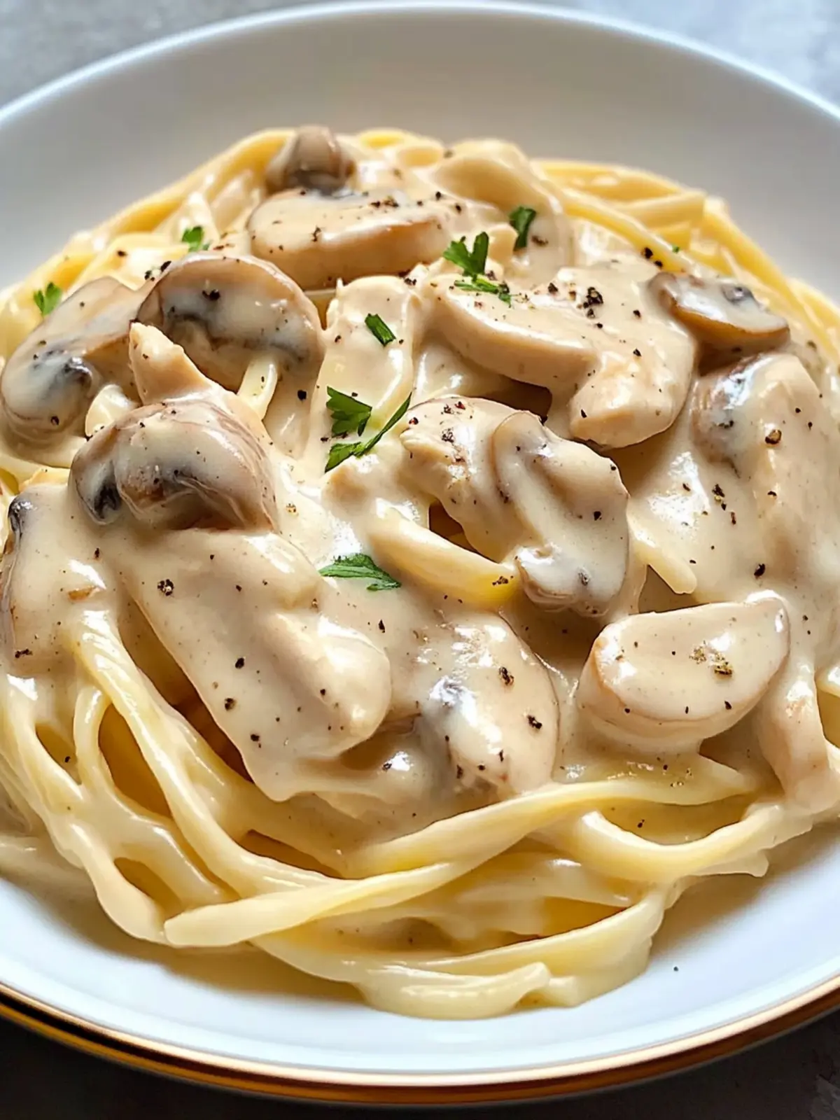 Creamy Chicken & Mushroom Fettuccine