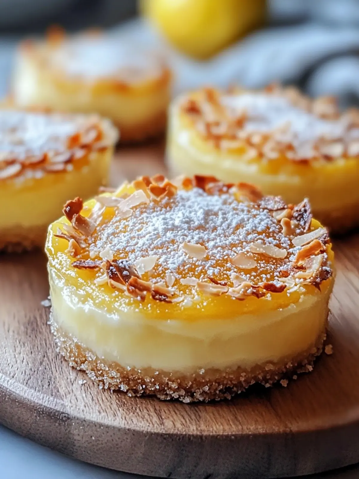 ZESTY LEMON COCONUT IMPOSSIBLE PIES WITH POWDERED SUGAR & TOASTED COCONUT