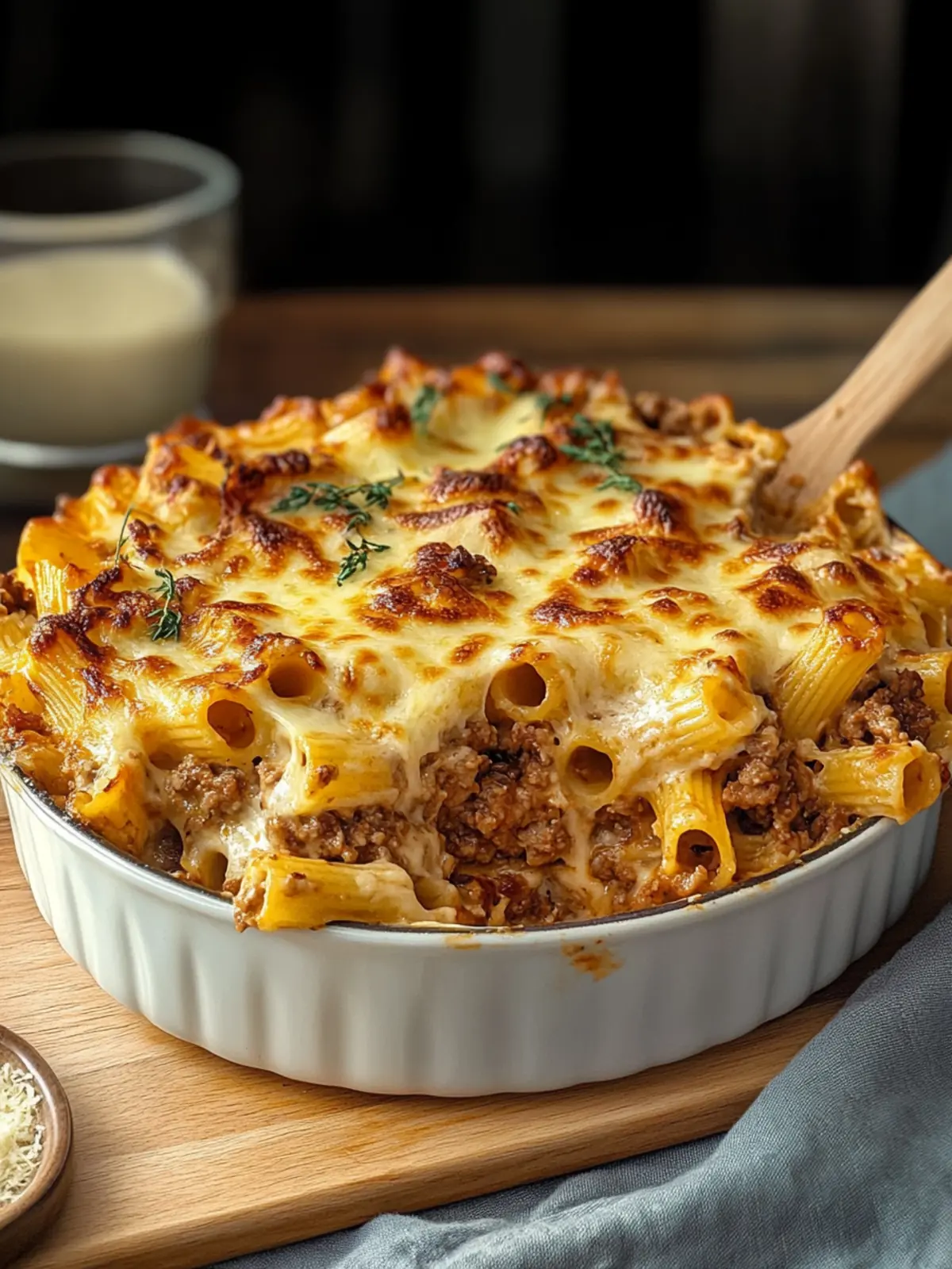 Baked Pipe Rigate Pasta with Meat and B chamel Sauce