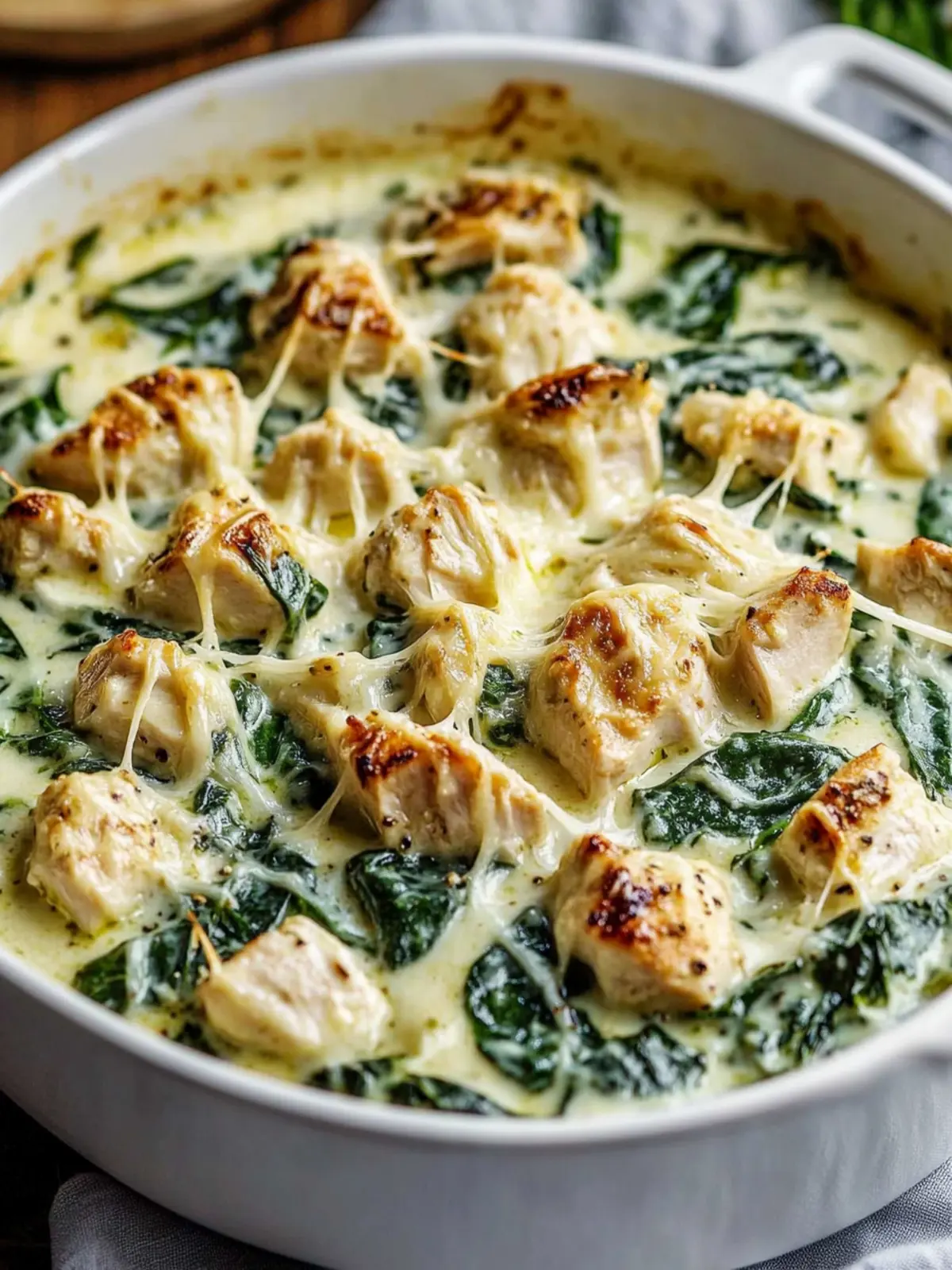 Low-Carb Creamy Turkey & Spinach Bake