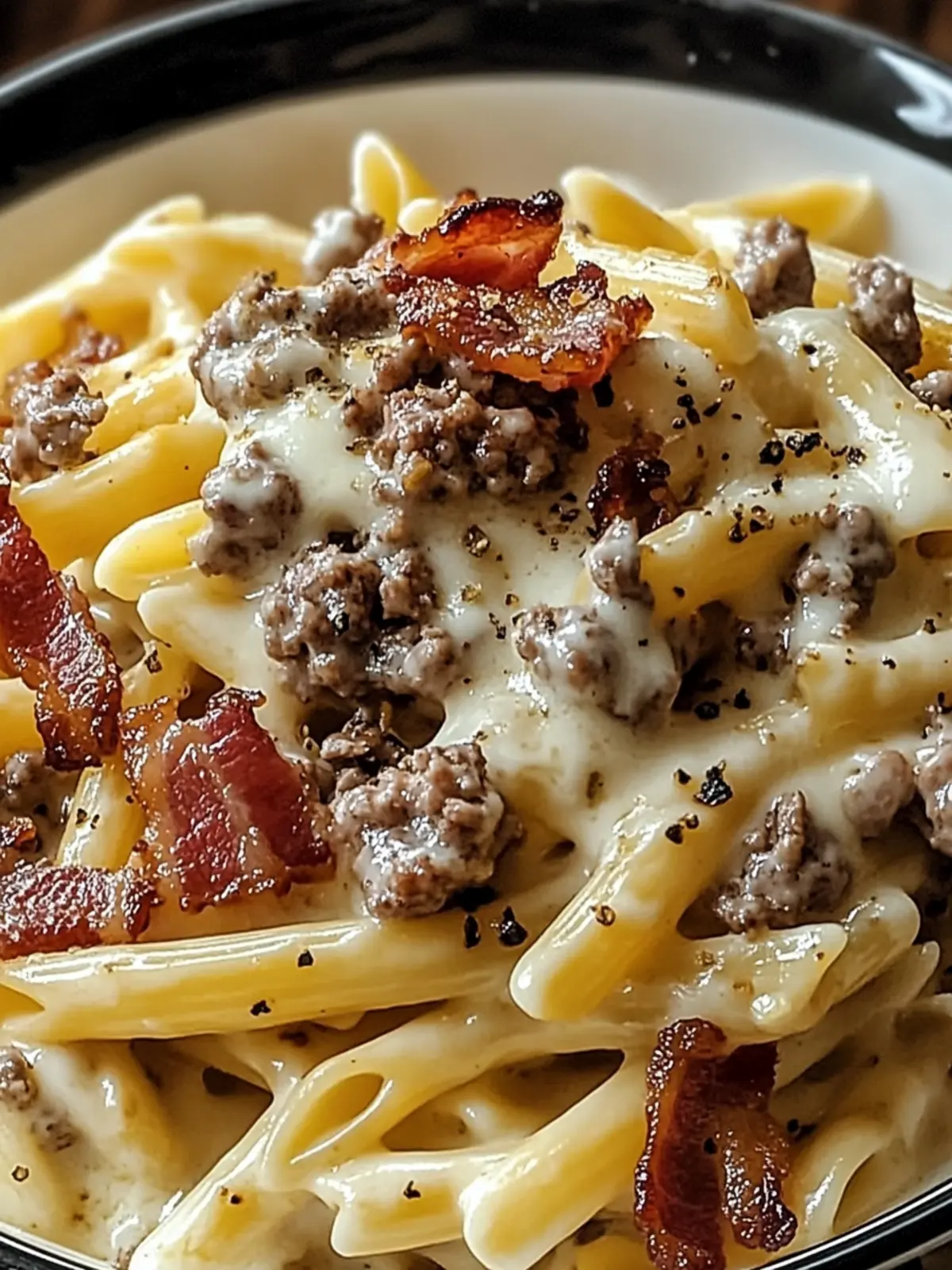 Loaded Bacon Cheeseburger Alfredo Pasta