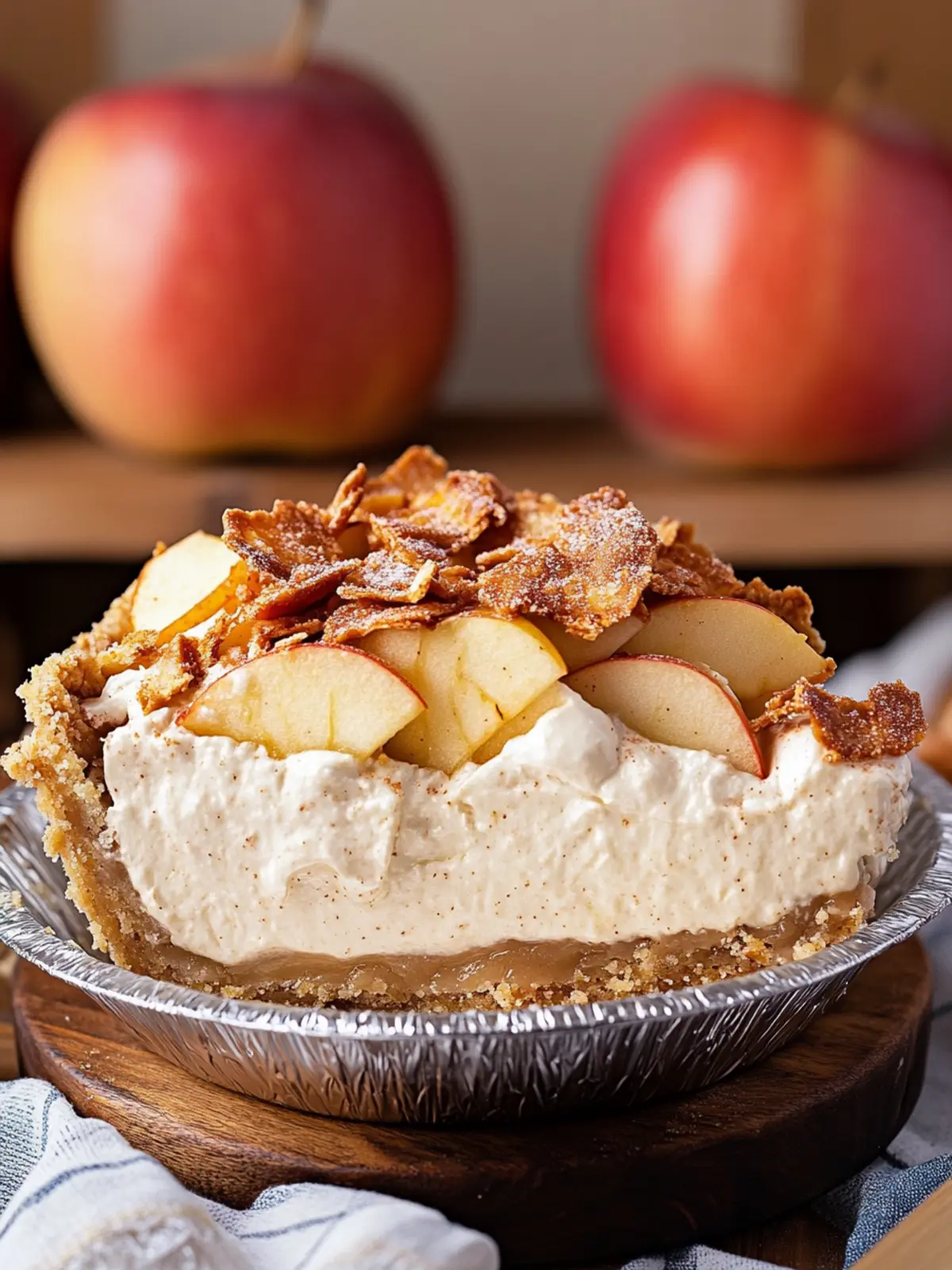 Creamy No Bake Apple Cheesecake Pie