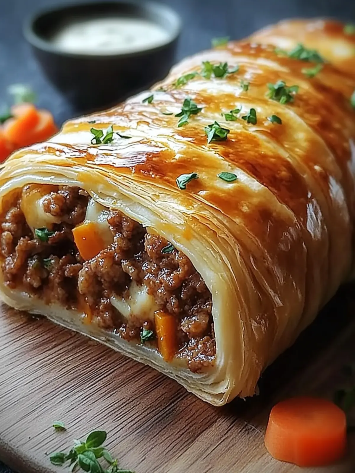 Mouthwatering Puff Pastry Roll with Savory Ground Meat and Cheese Delight 3 Mouthwatering Puff Pastry Roll with Savory Ground Meat and Cheese