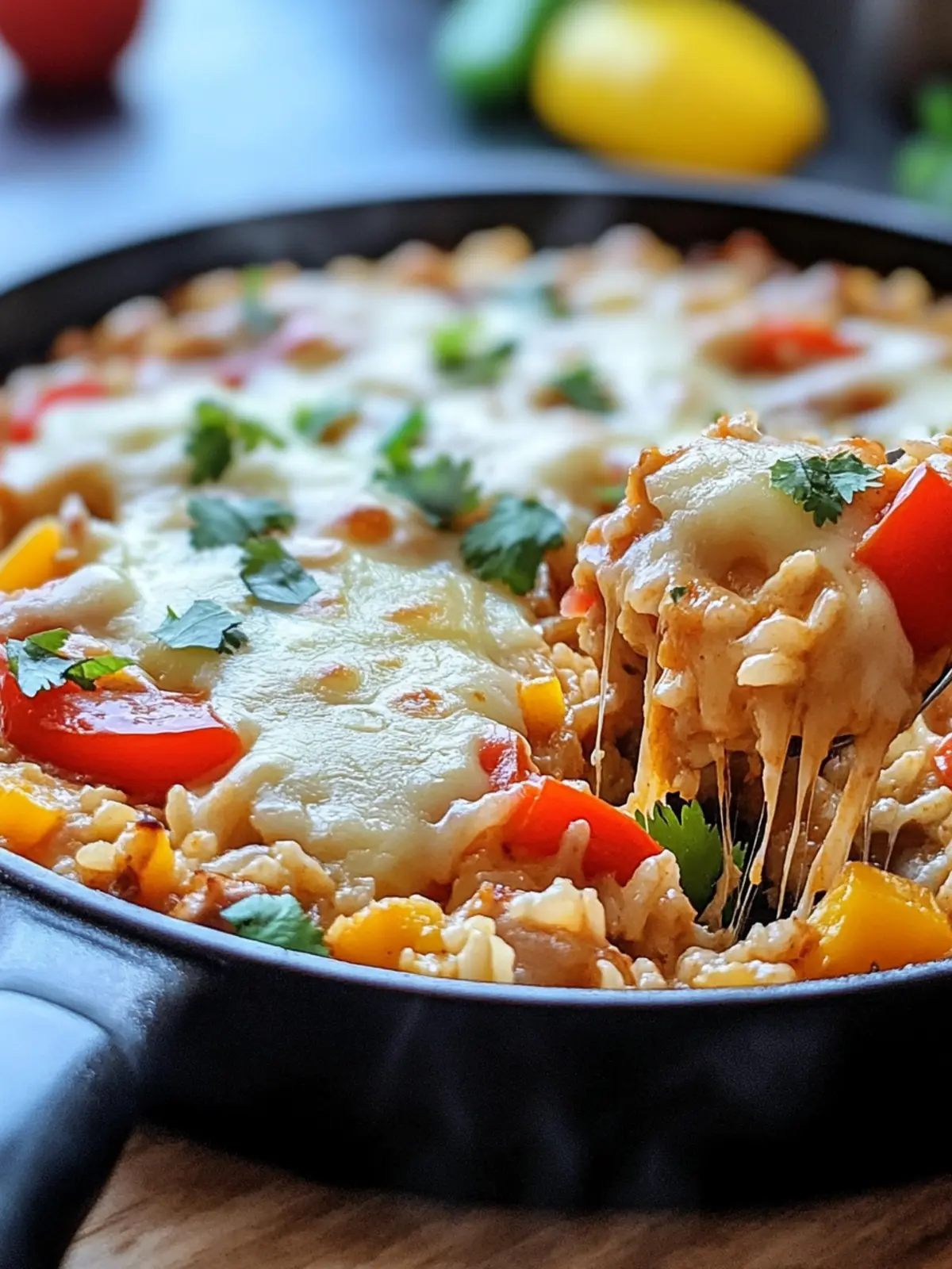 ONE-PAN FAJITA CHICKEN & RICE BAKE WITH MELTY CHEESE