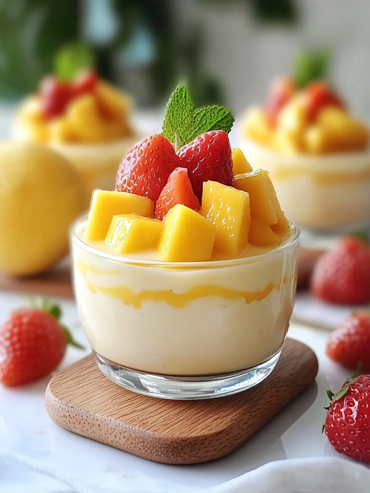 Coconut Lemon Pudding with Mango & Strawberry Bliss 3 COCONUT LEMON PUDDING WITH MANGO & STRAWBERRY