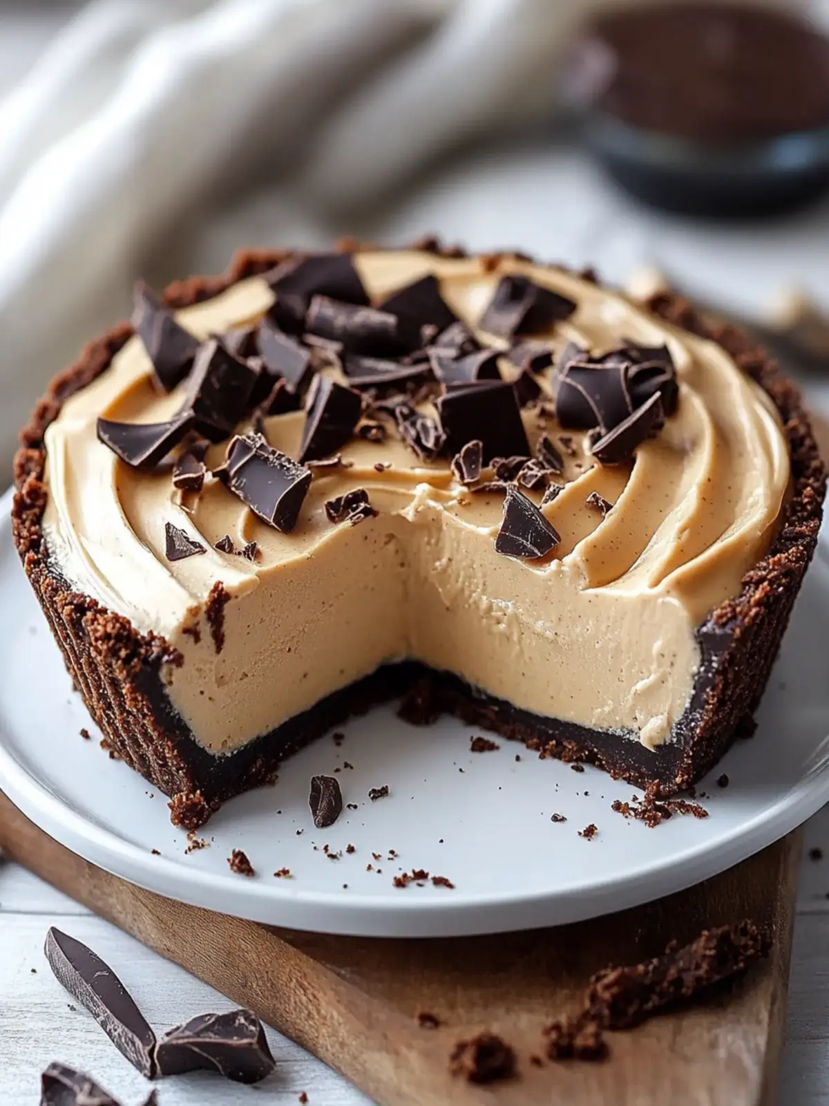 Luscious Peanut Butter Mousse Pie with Chocolate Ganache & Cookie Crust