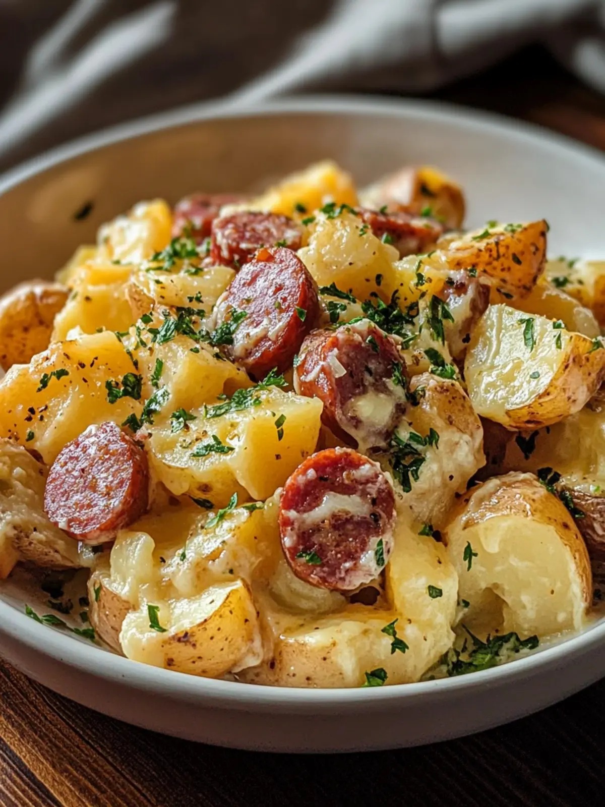 Cheesy Ranch Potatoes & Smoked Beef Sausage Bliss! 4 Cheesy Ranch Potatoes & Smoked Beef Sausage