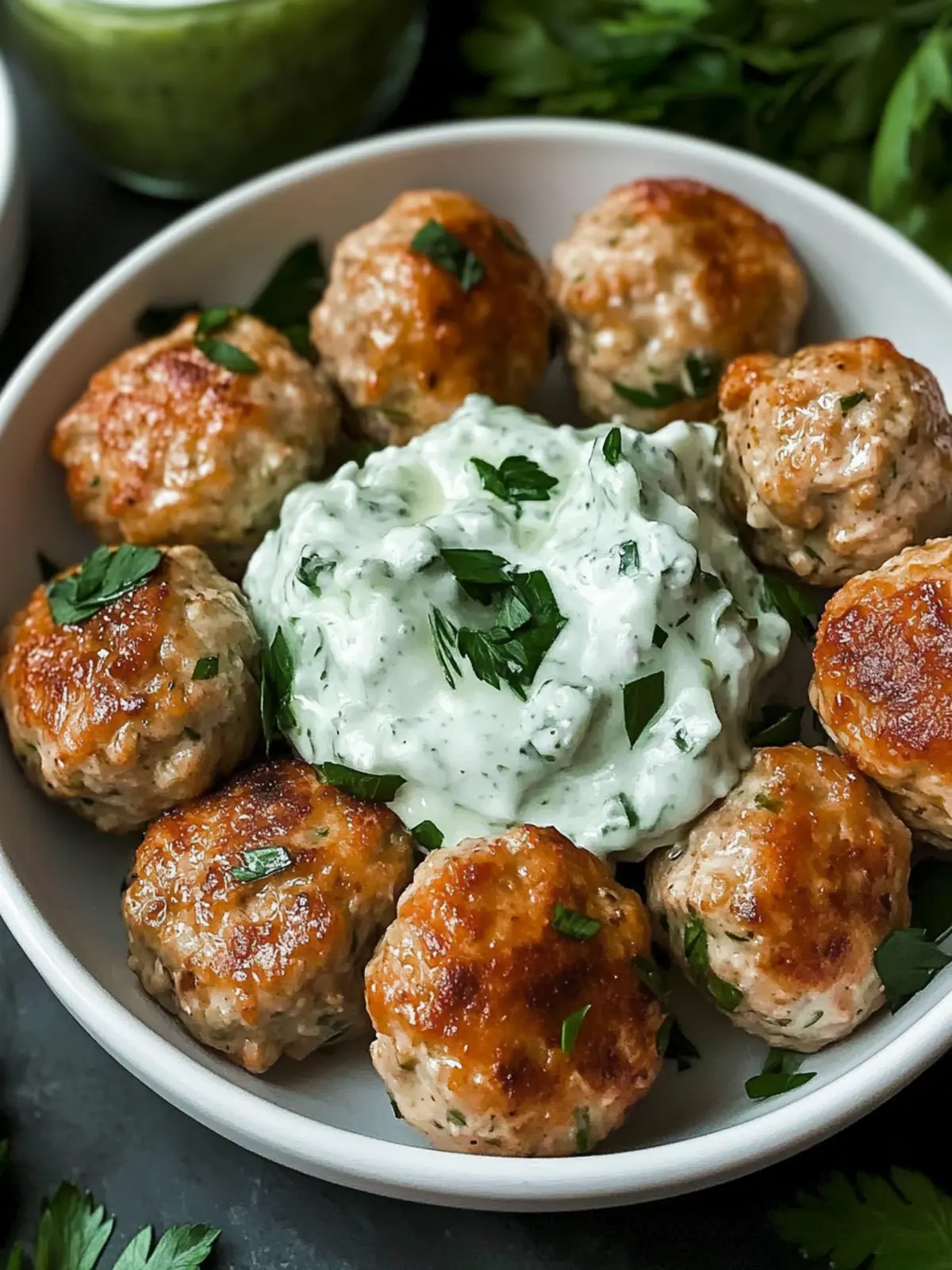 Greek Chicken Meatballs with Tzatziki Sauce